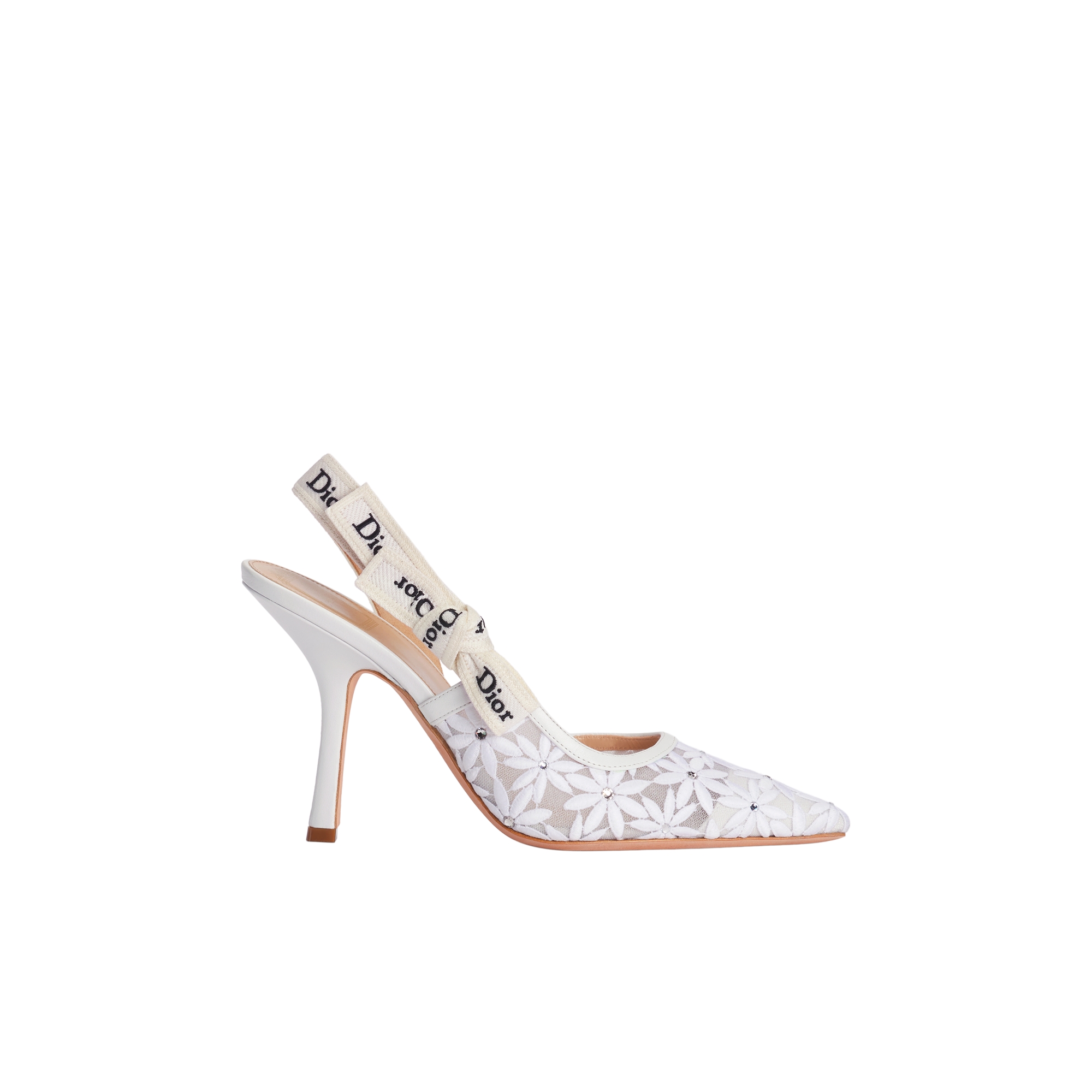 White Dior Daisy Embroidered Lace and Strass