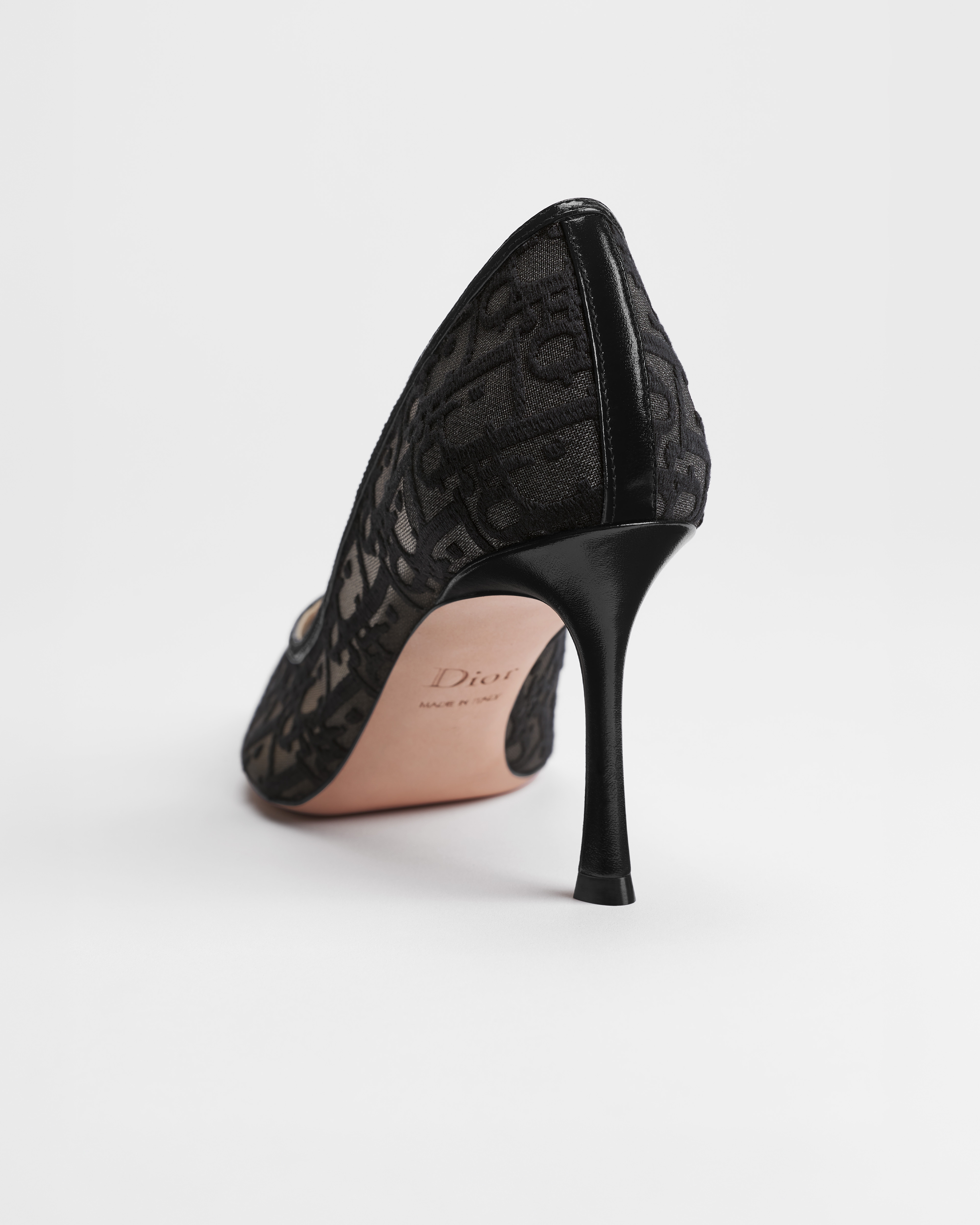 Adiorable Pump Black Dior Oblique Embroidered Mesh E05