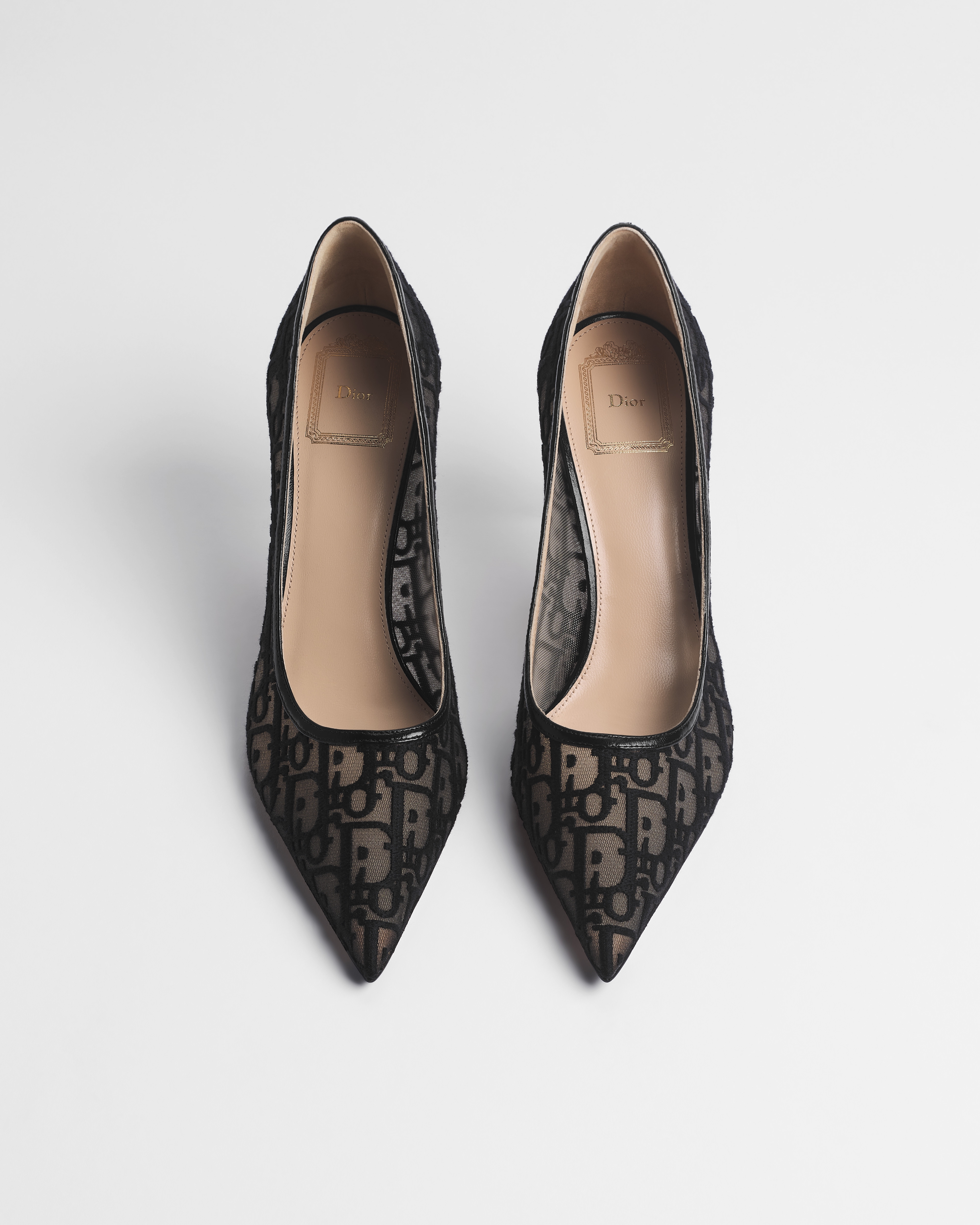 Adiorable Pump Black Dior Oblique Embroidered Mesh E06