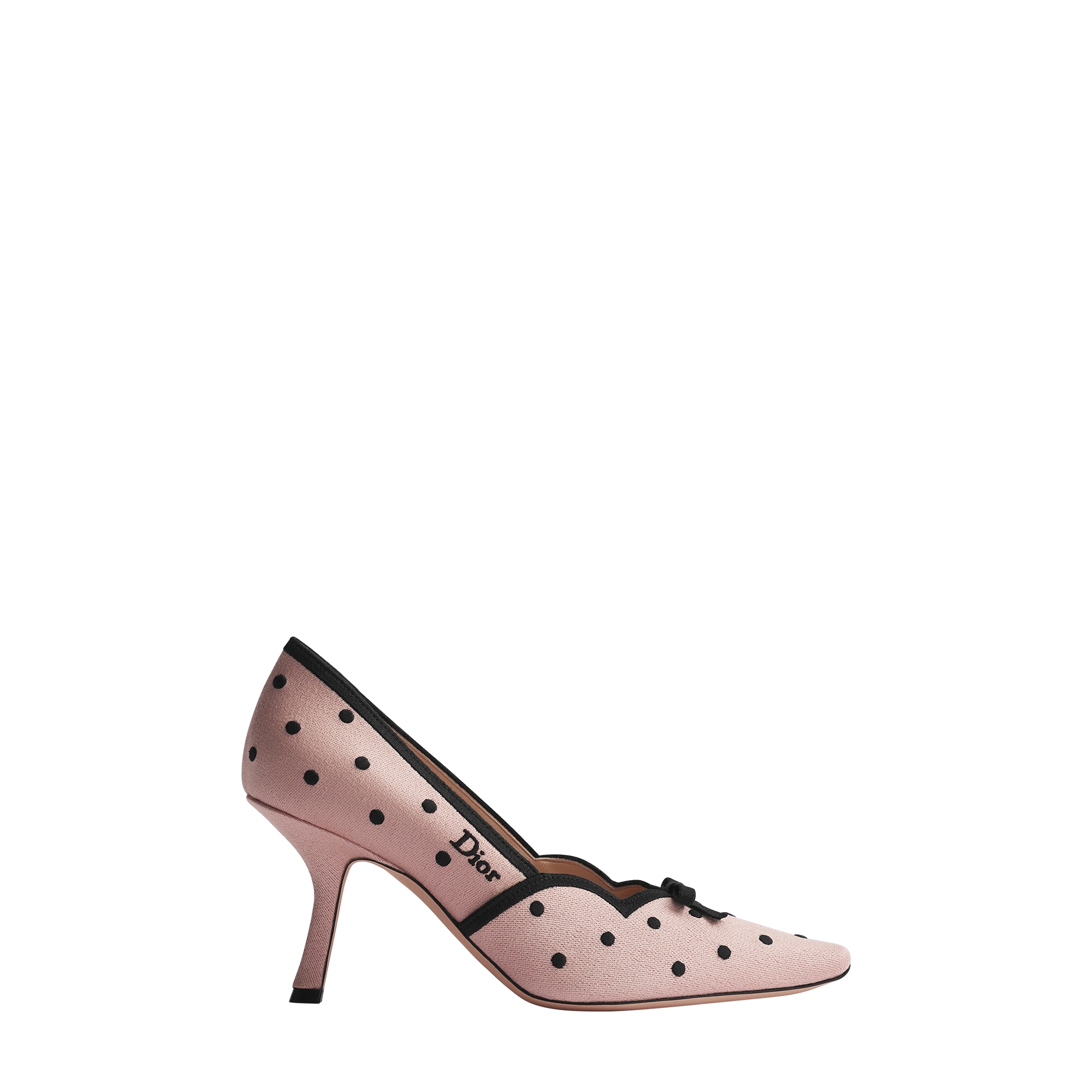  Coton rose brodé du motif PolkaDior noir