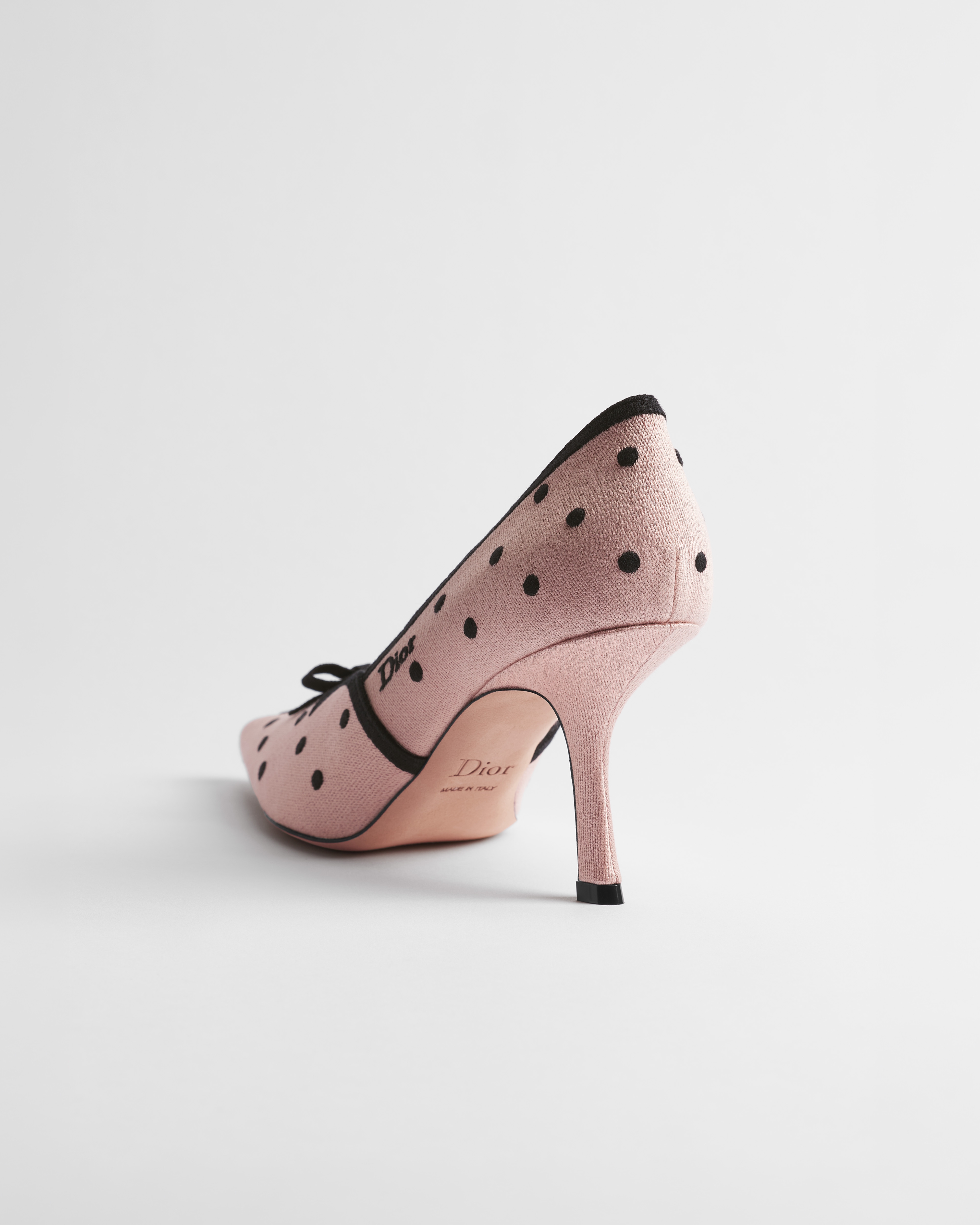 Dior Romance Pump Pink Cotton Embroidered with Black PolkaDior Motif E05