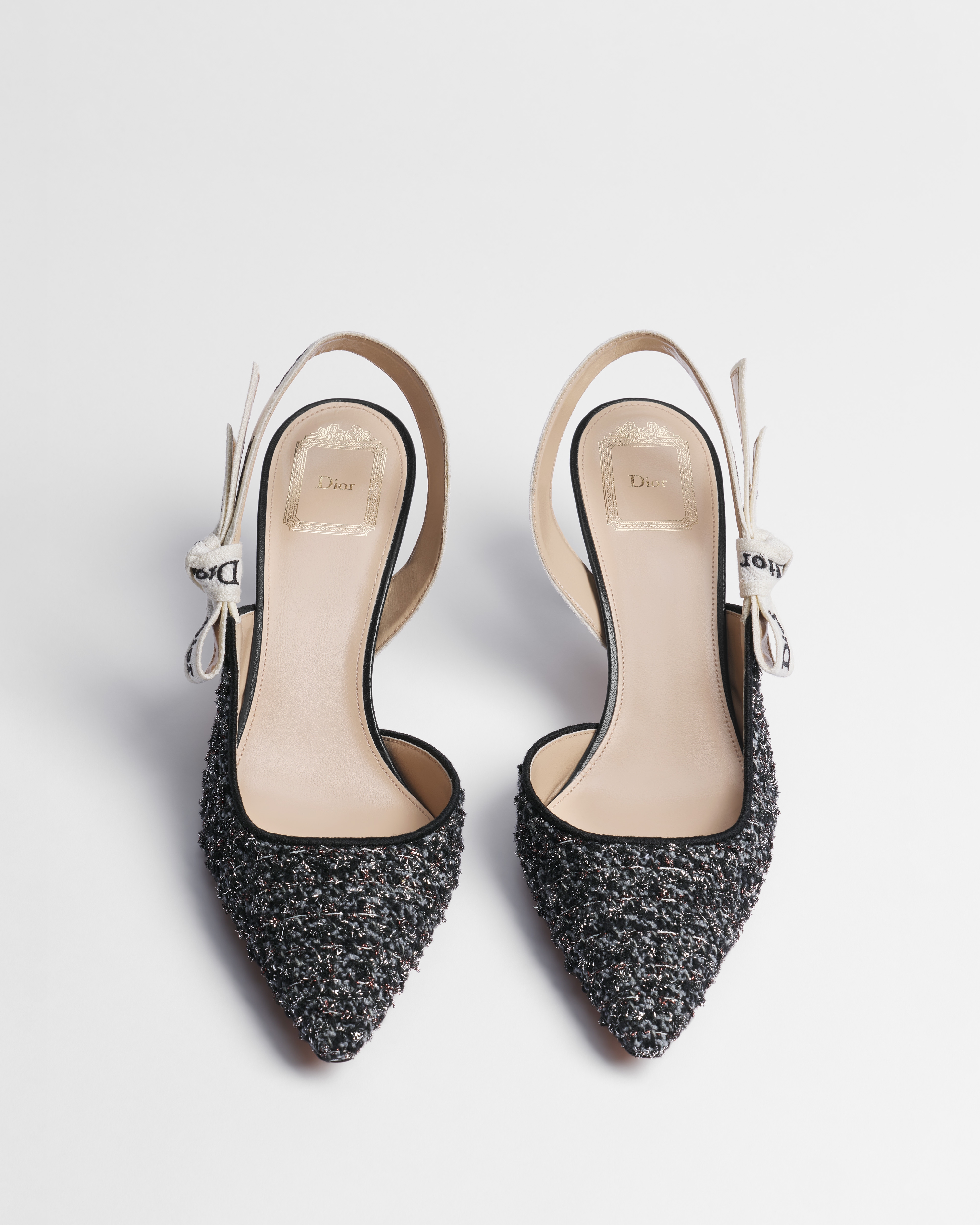 Zapato de salón slingback J'Adior Punto buclé gris y negro | DIOR ES