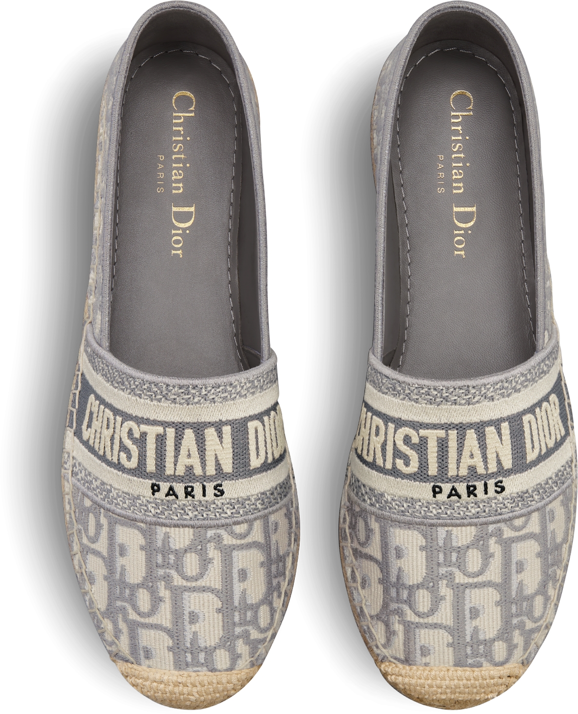 Dior Granville Espadrille Stone Gray Dior Oblique Embroidered 