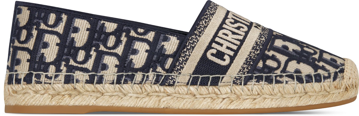 Dior Granville Espadrille Profile view Deep Blue Dior Oblique Embroidered Cotton