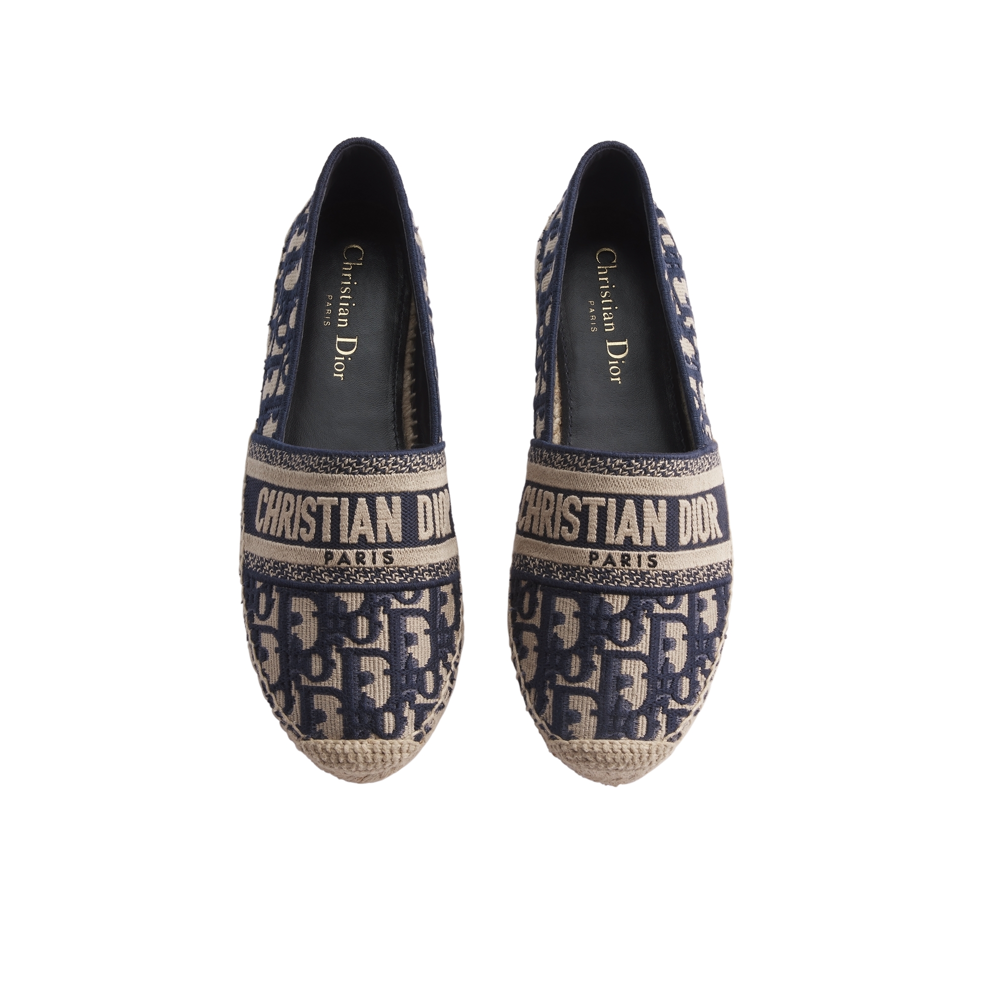 Dior Granville Espadrille Deep Blue Dior Oblique Embroidered Cotton E06