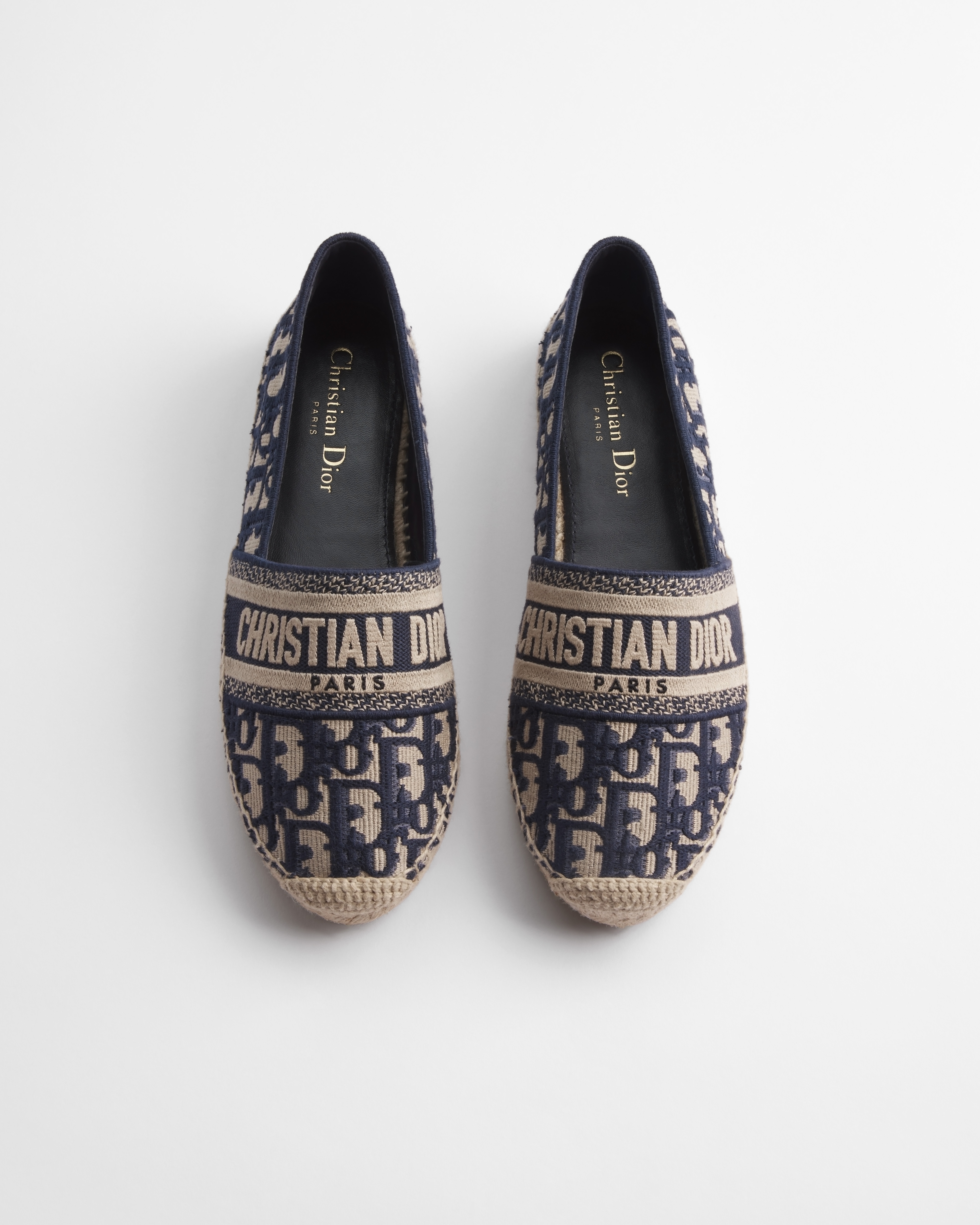 Espadrille Dior Granville Coton brodé Dior Oblique bleu foncé E06