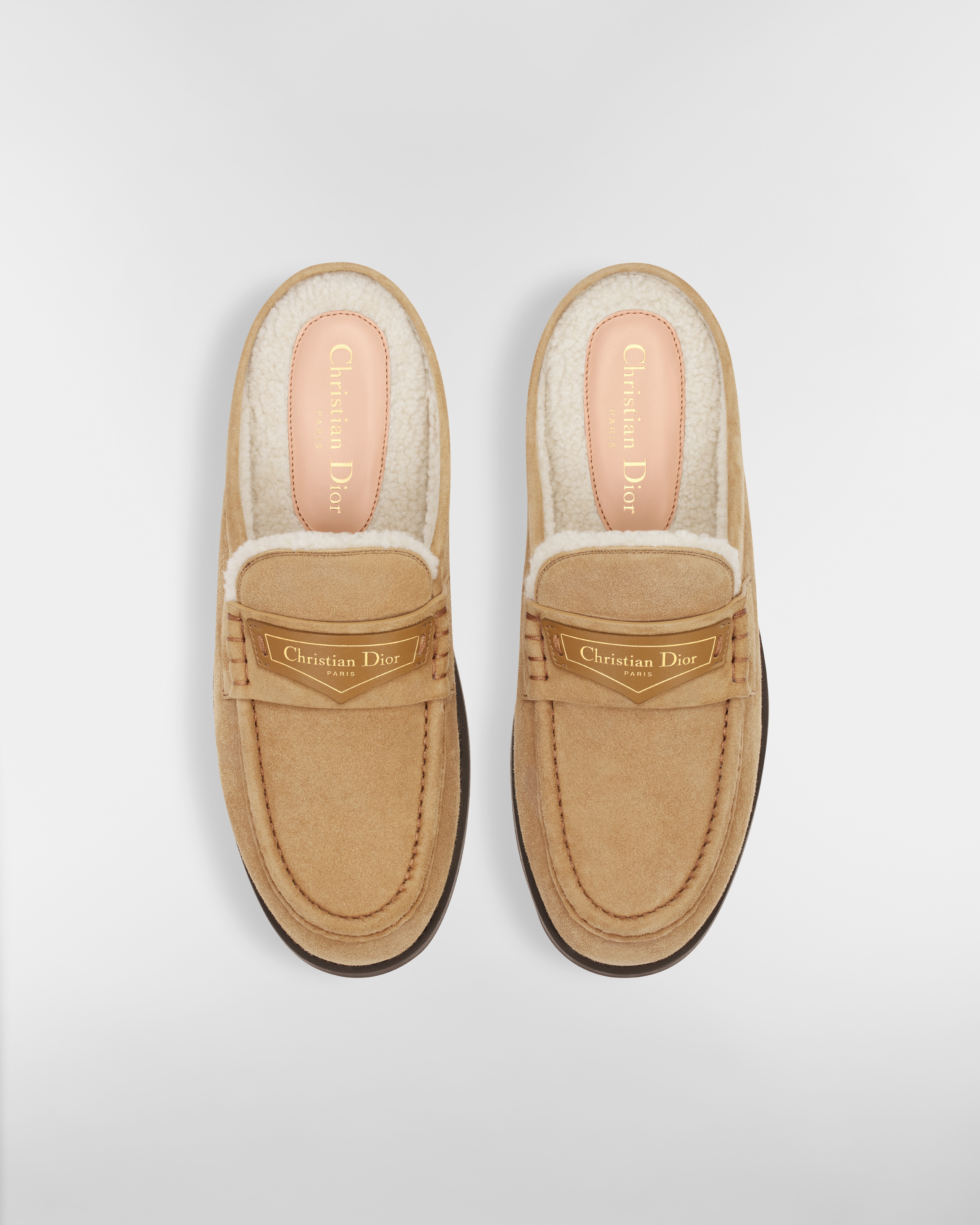 Dior Boy 뮬 베이지 스웨이드 염소 가죽 E06