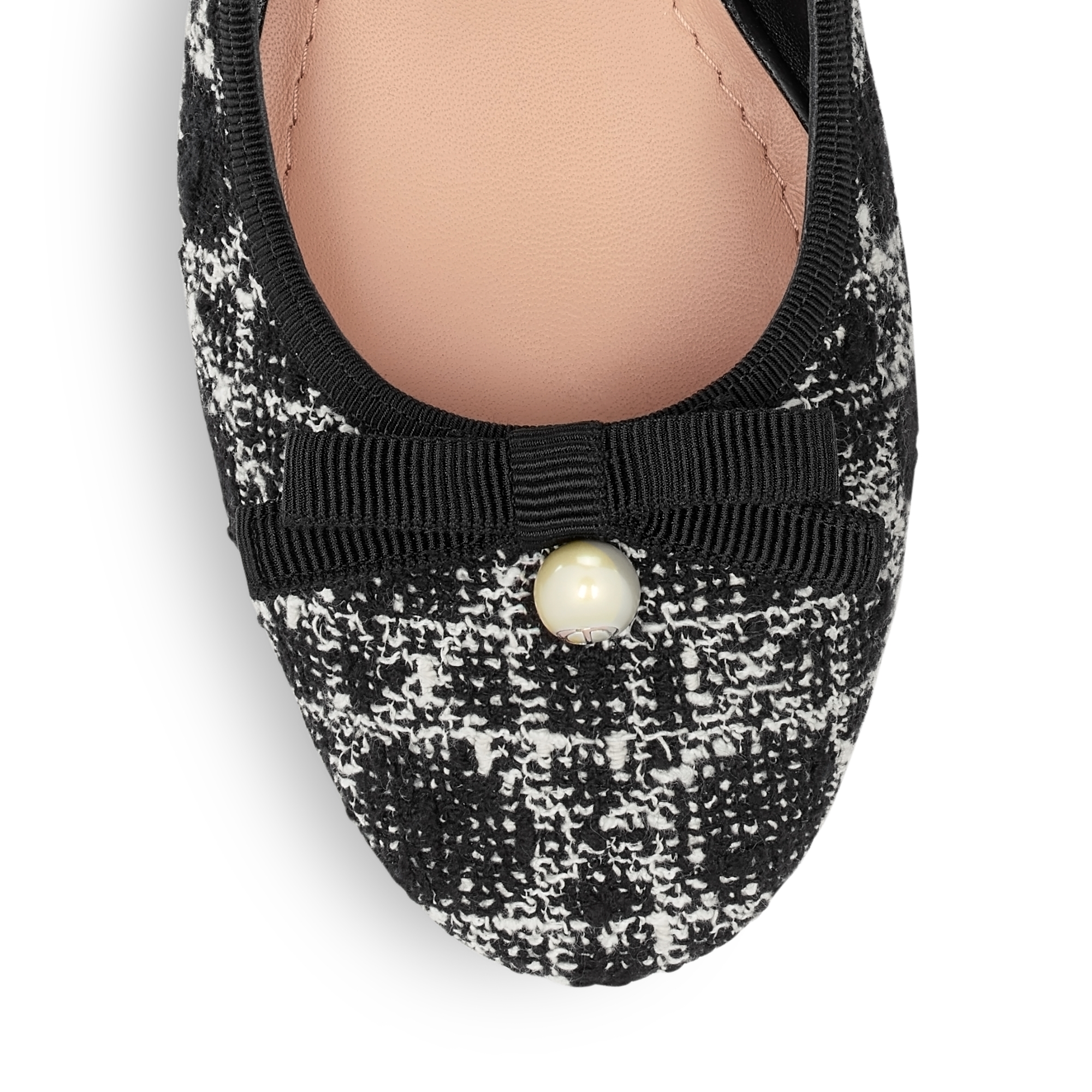 Dior Ballet Slingback Pump Black Tweed with White Microcannage Motif E09