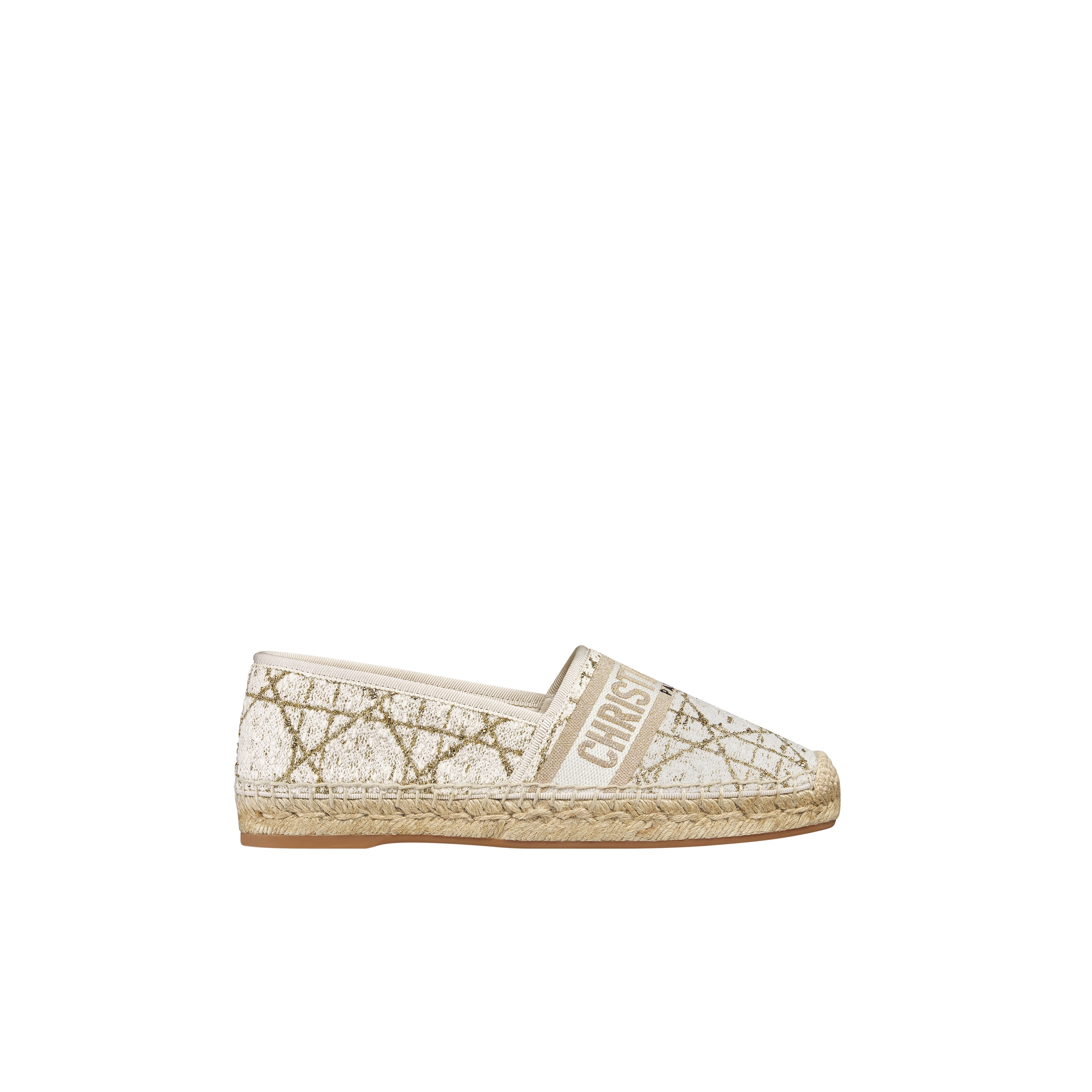 Dior Granville Espadrille White Cannage Tweed and Gold-Tone