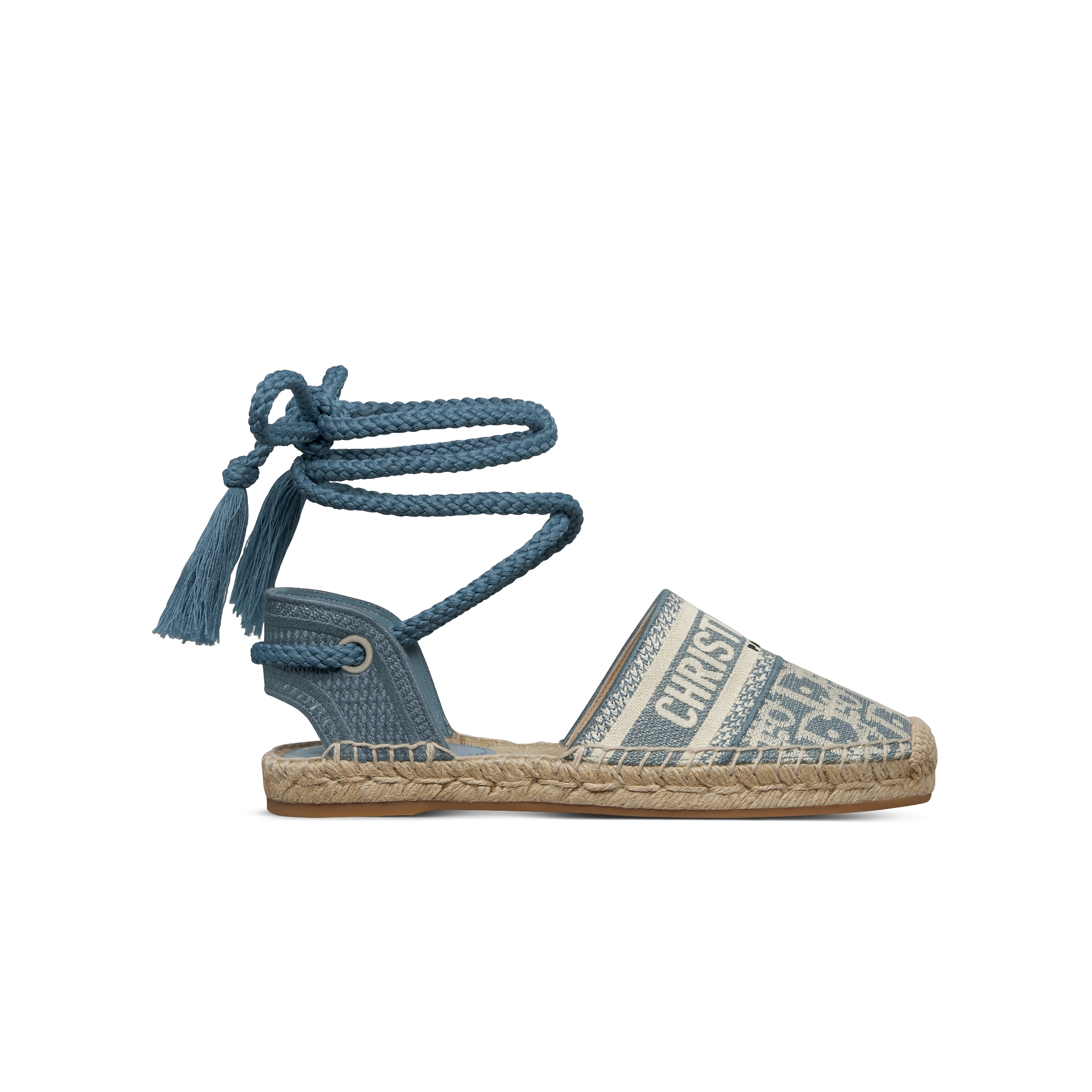 Dior Granville Lace-Up Espadrille Chambray Blue and Ecru Dior