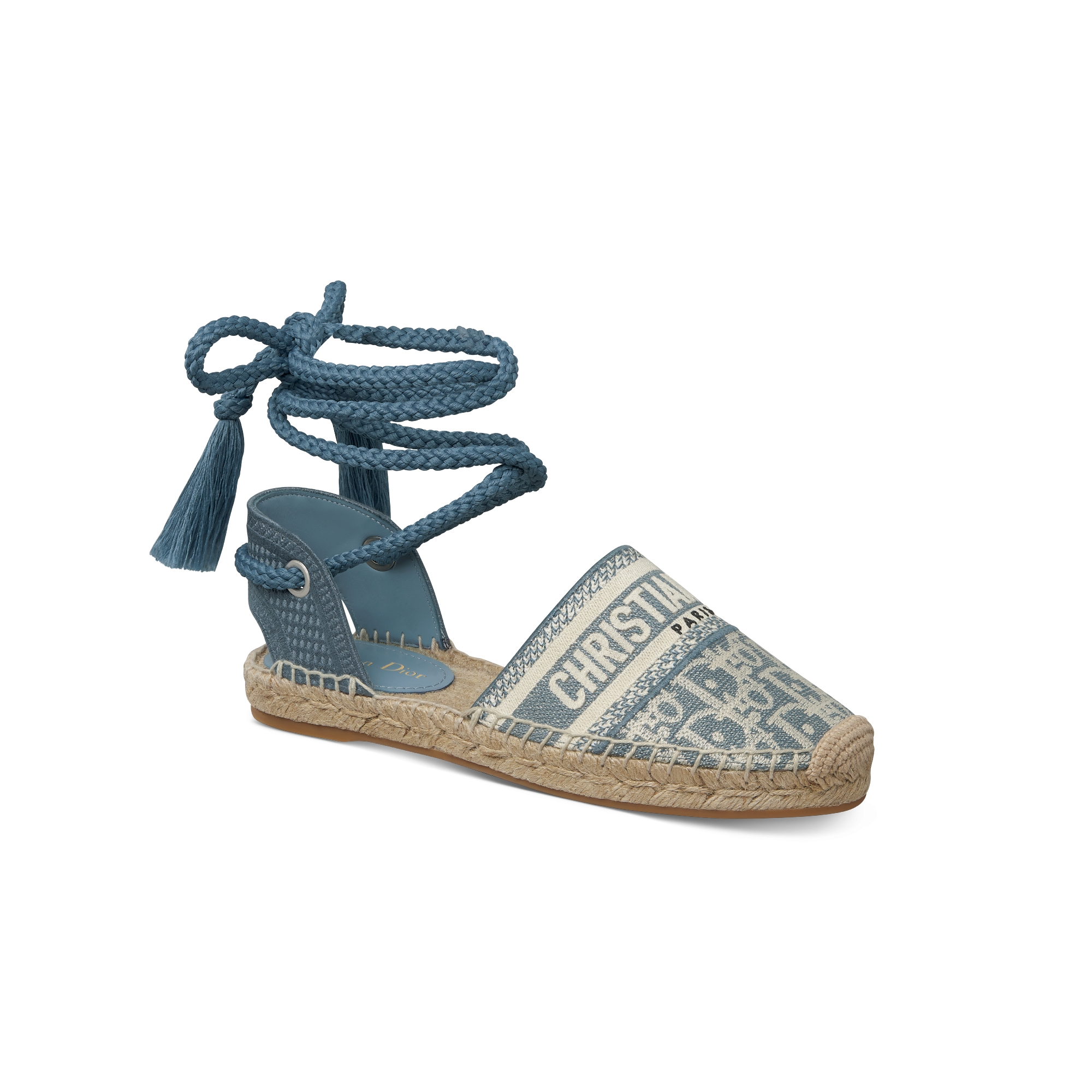 Dior Granville Lace-Up Espadrille White Calfskin and Embroidered