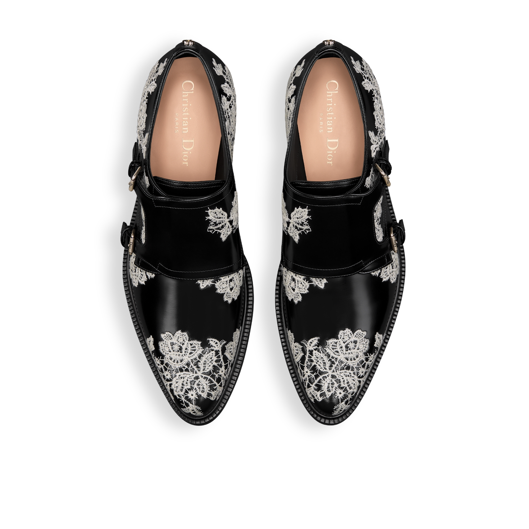 【極美品】DIOR ディオール DERBY M-EXPL BOAT SHOE Dior Dandy Monk Strap Derby Shoe Black Calfskin Embroidered