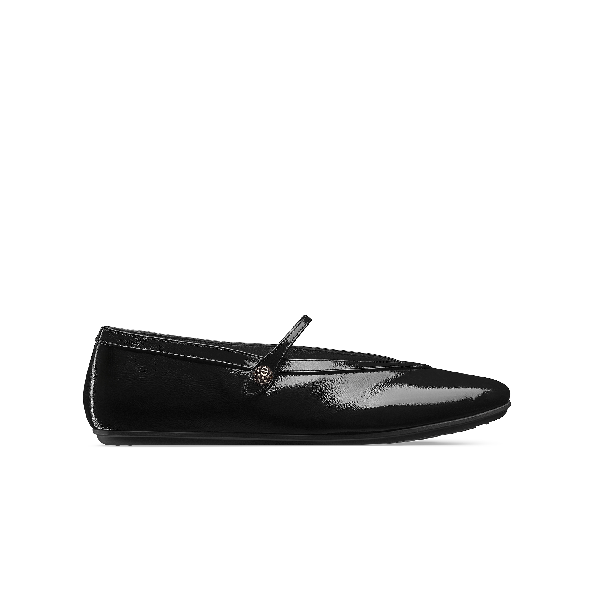 Dior New Ballet Flat Black Crinkled Patent Calfskin E02