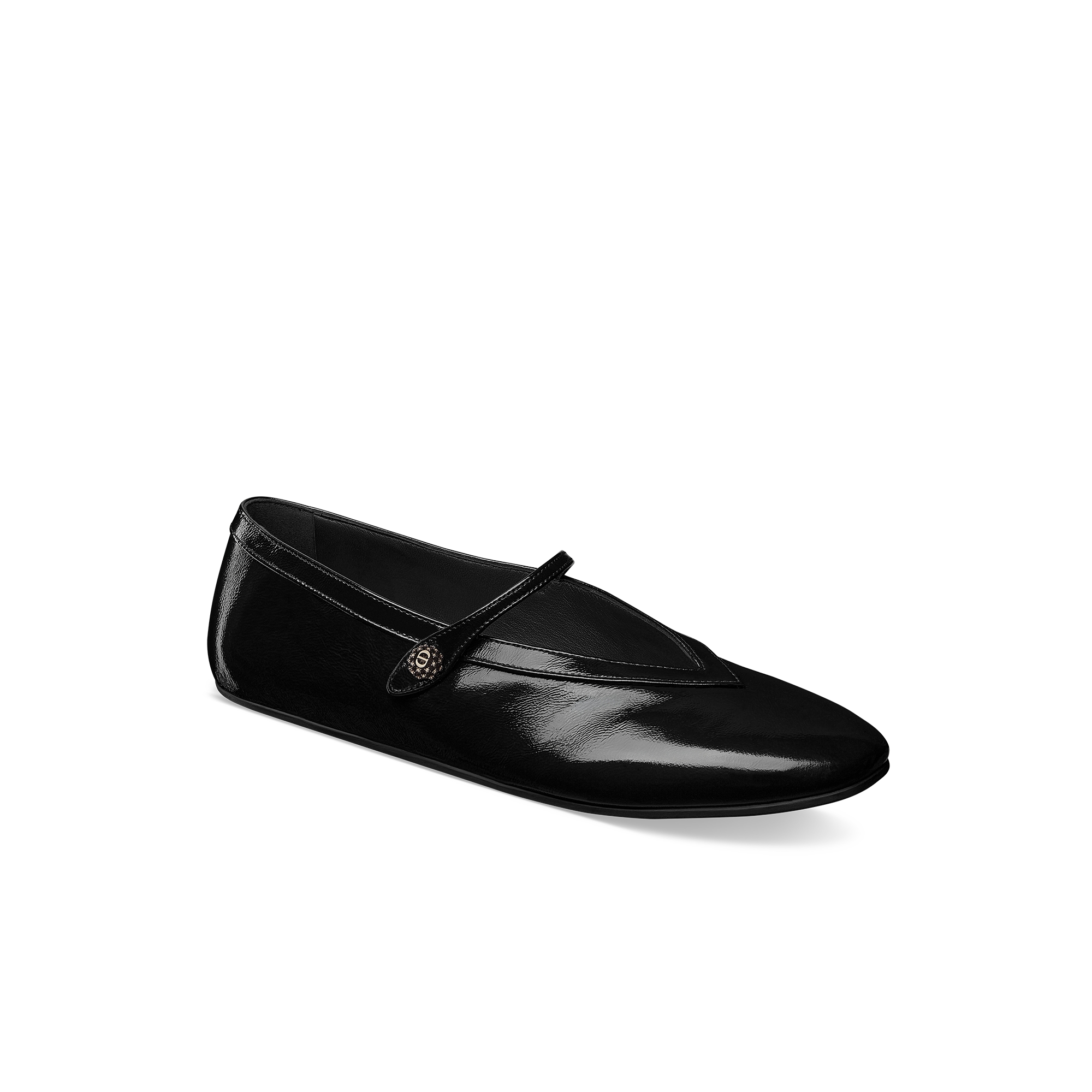 Dior New Ballet Flat Black Crinkled Patent Calfskin E03