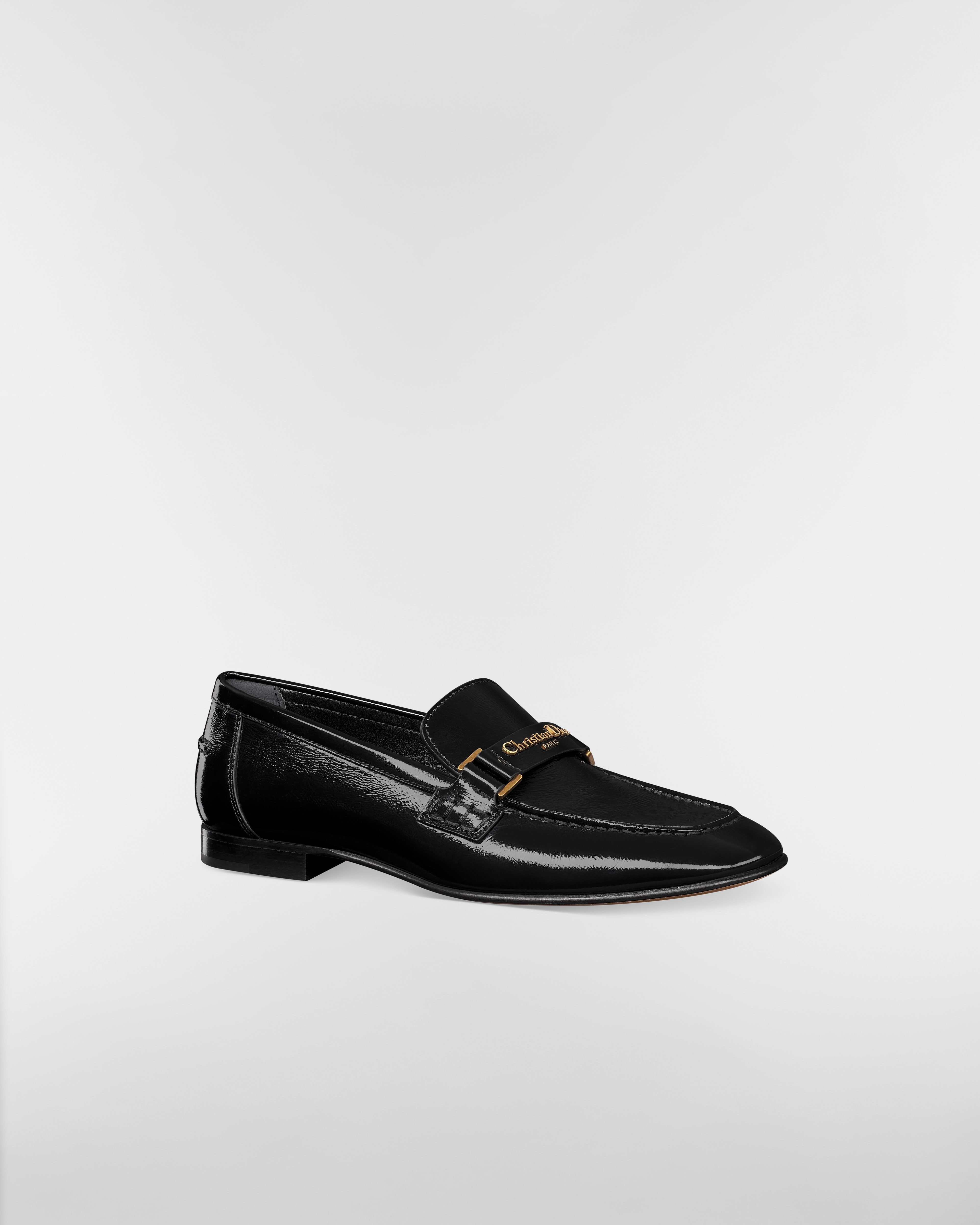 Mocassino Monsieur Dior Pelle di vitello verniciata increspata nera E03