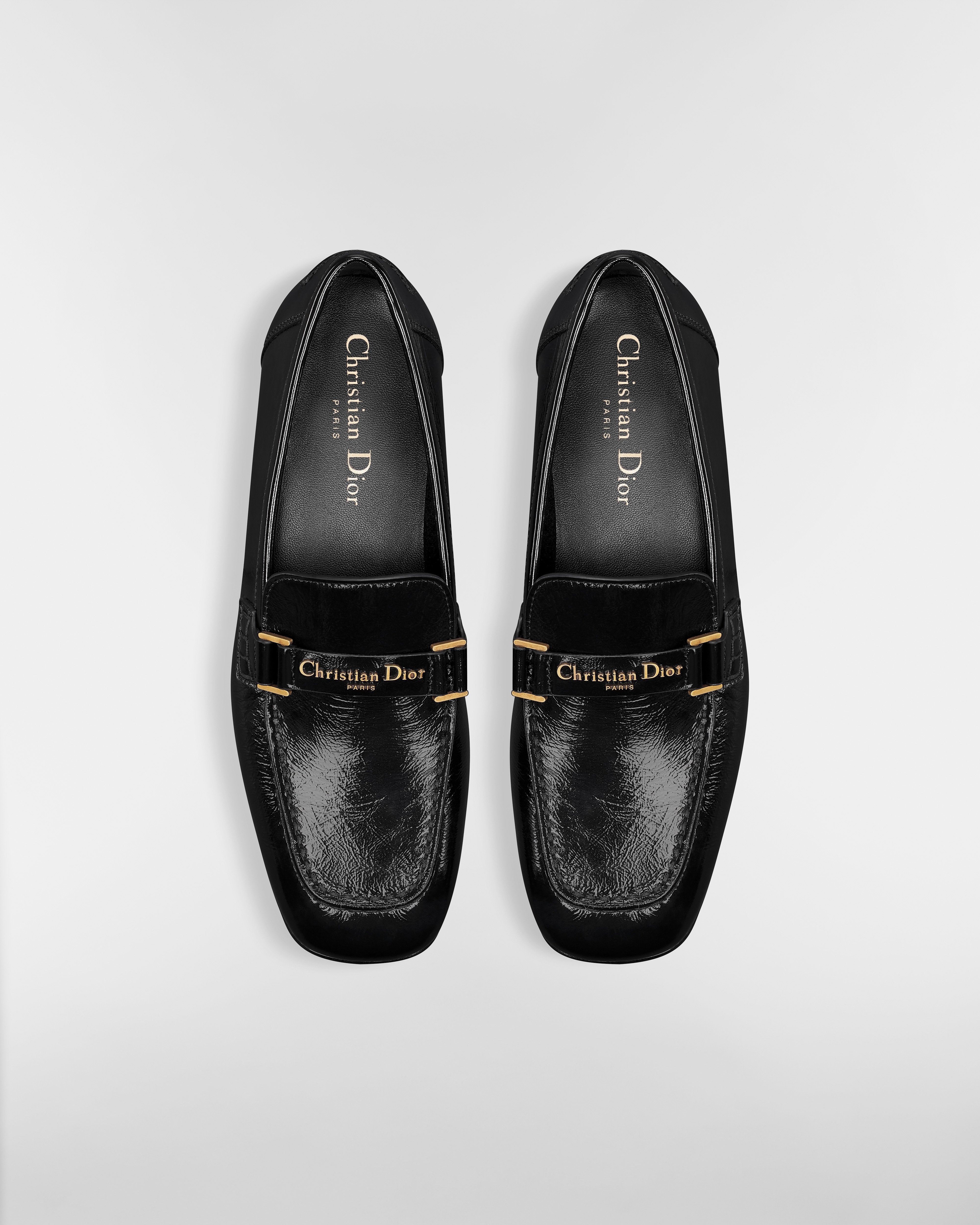 Mocassino Monsieur Dior Pelle di vitello verniciata increspata nera E06
