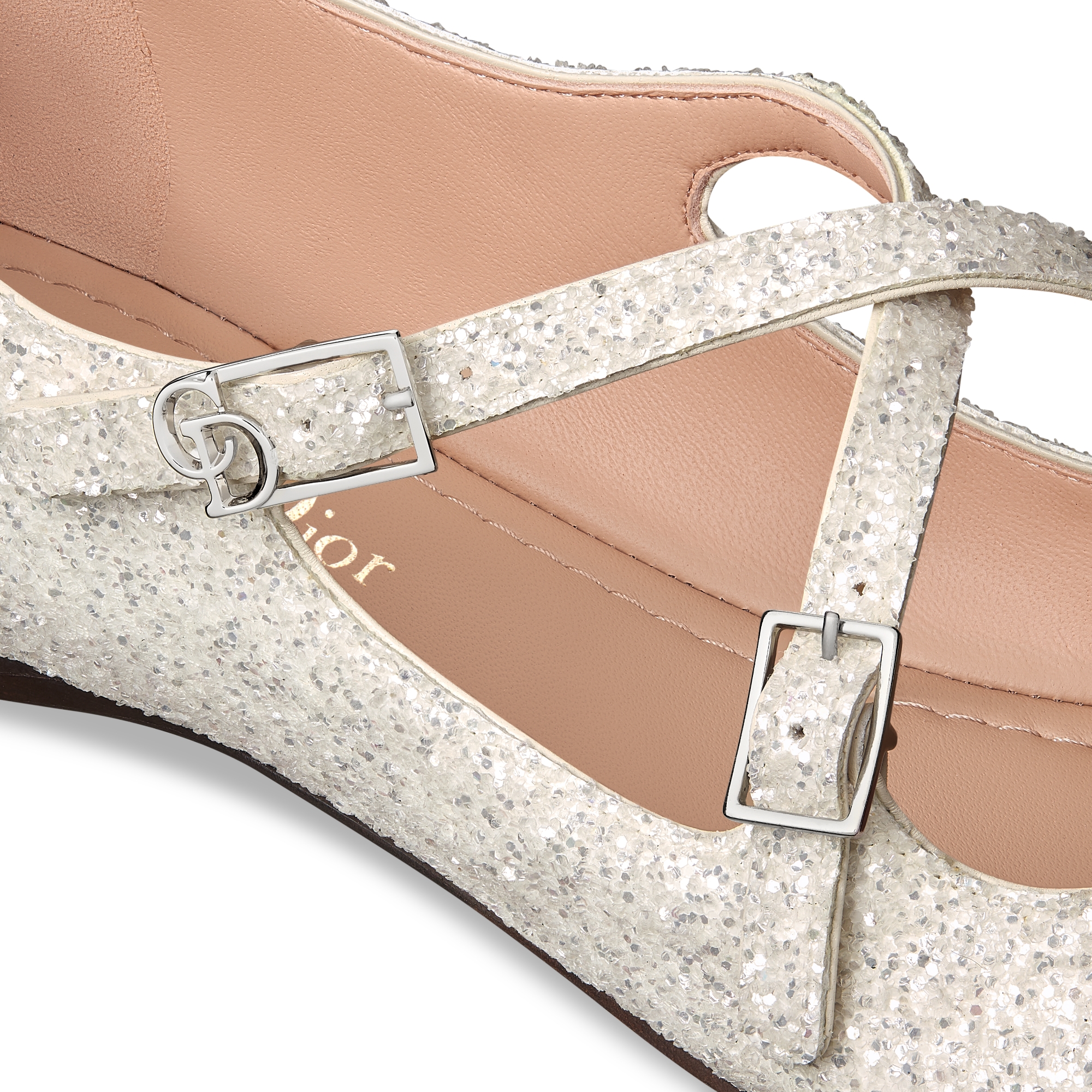 Very Dior Ballet Flat White Lambskin and Glitter E09