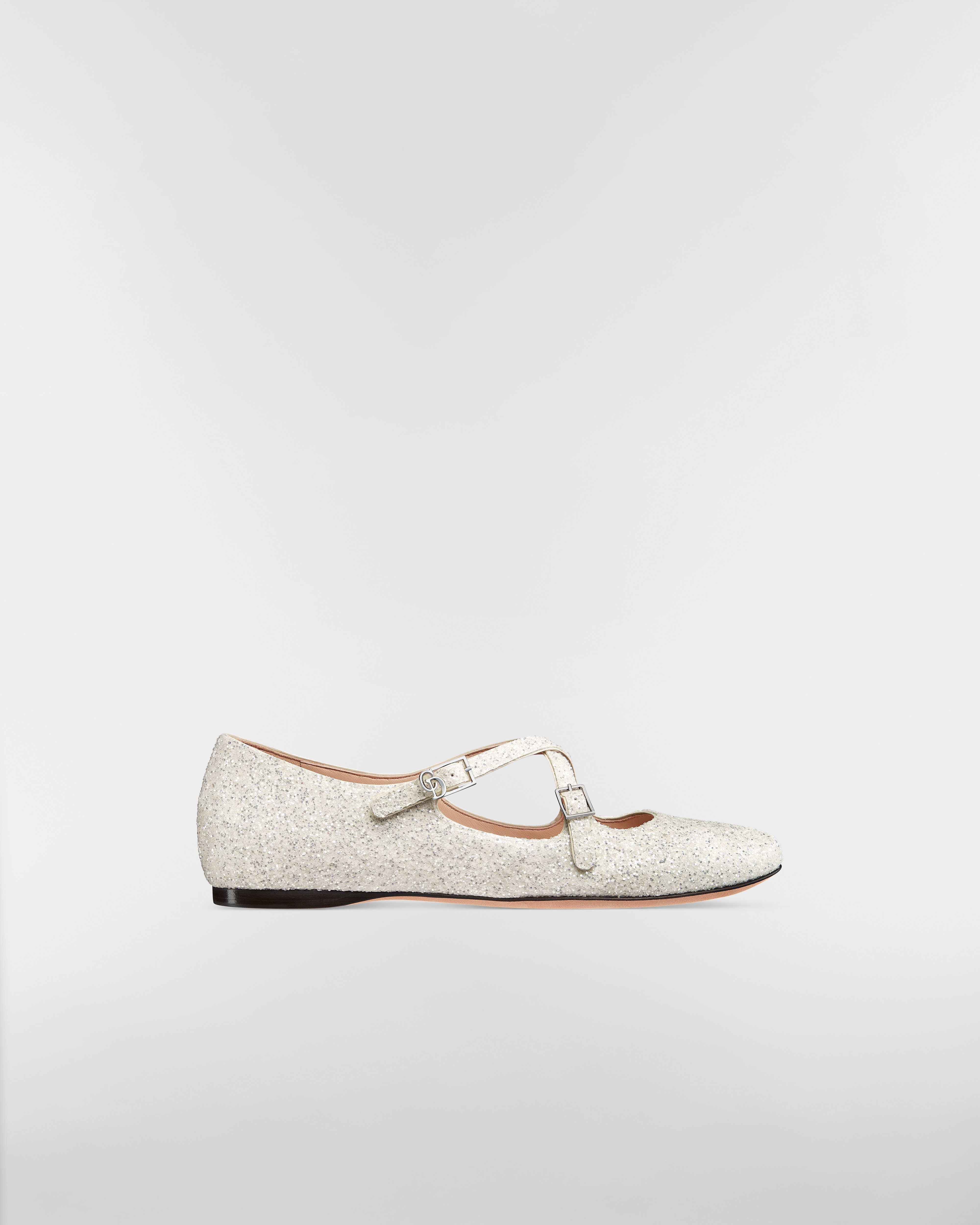 Very Dior Ballet Flat White Lambskin and Glitter E02