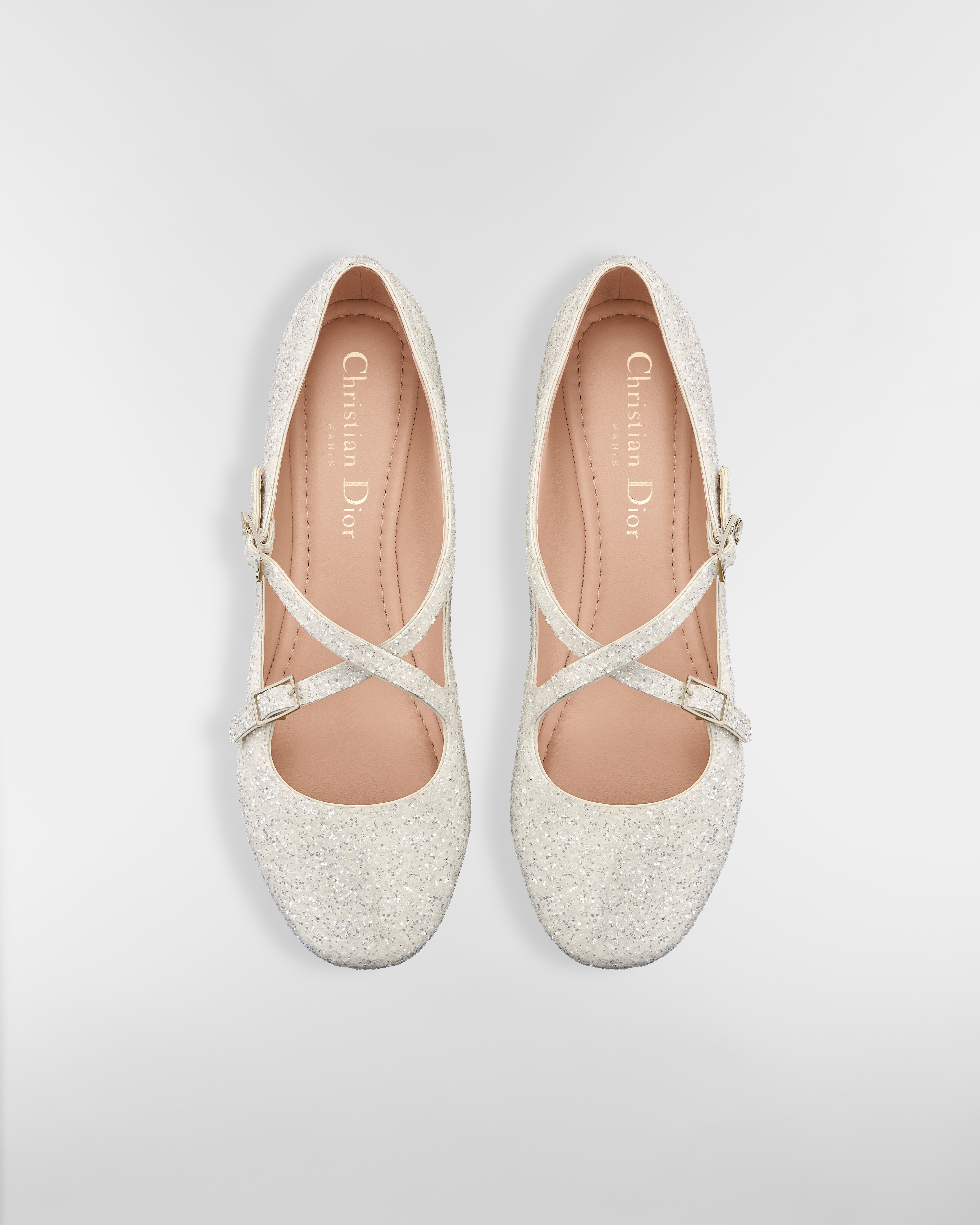 Very Dior Ballet Flat White Lambskin and Glitter E06