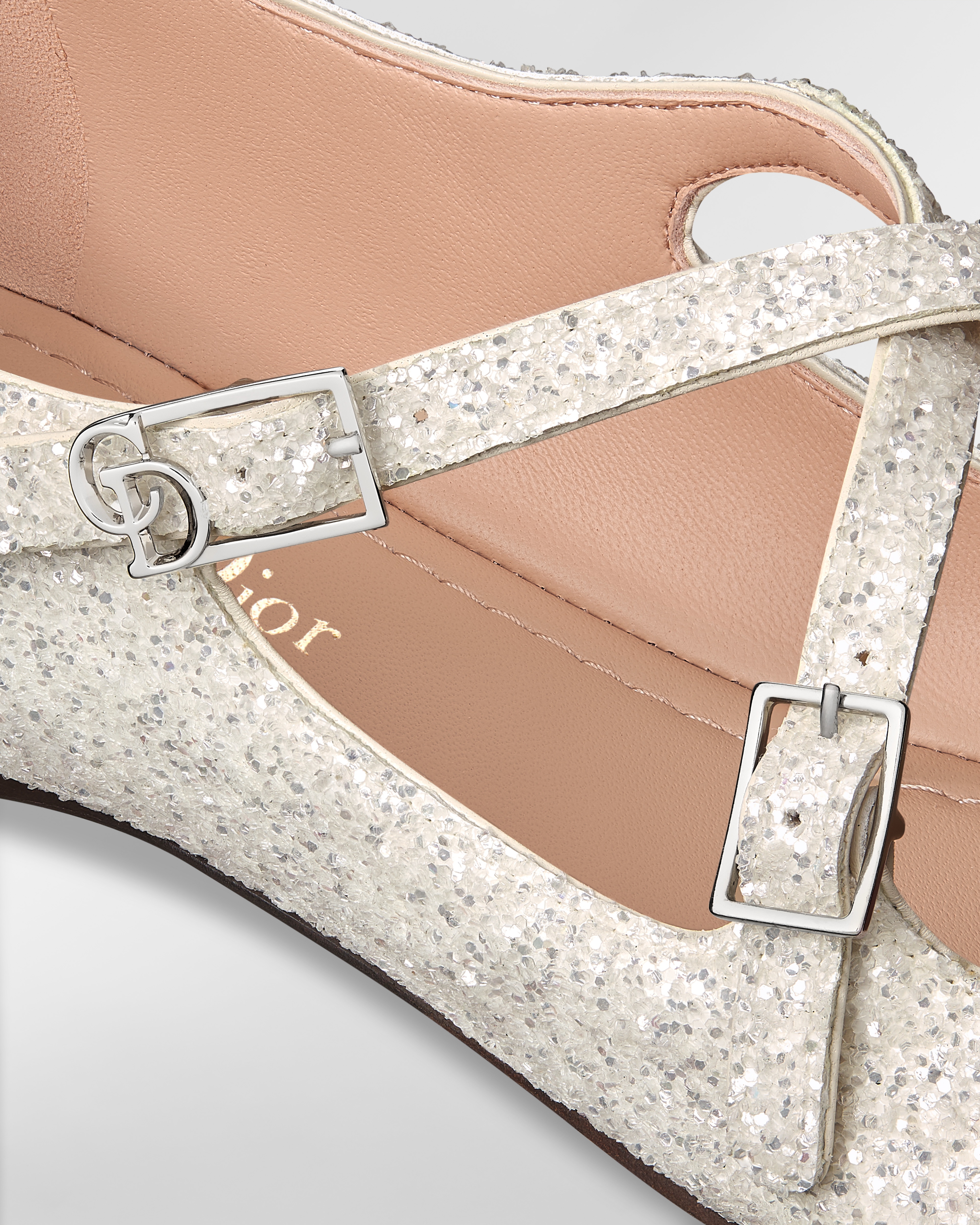 Very Dior Ballet Flat White Lambskin and Glitter E09