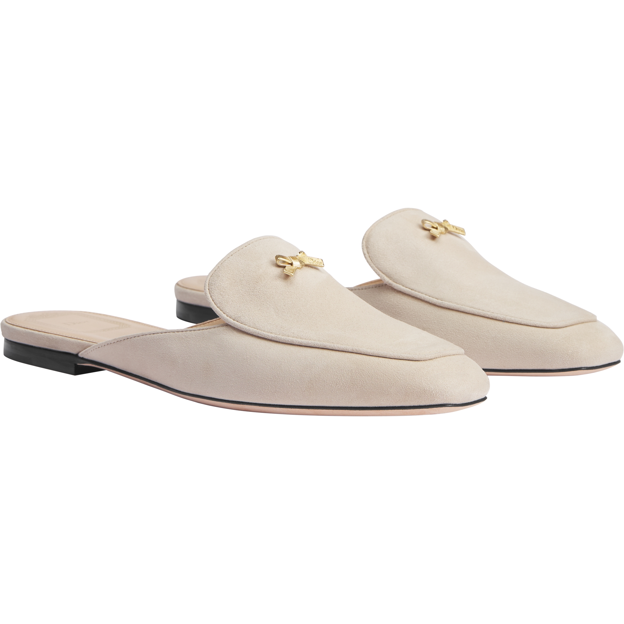 Dior Or Baby Bow Mule Rope Beige Suede Goatskin E03