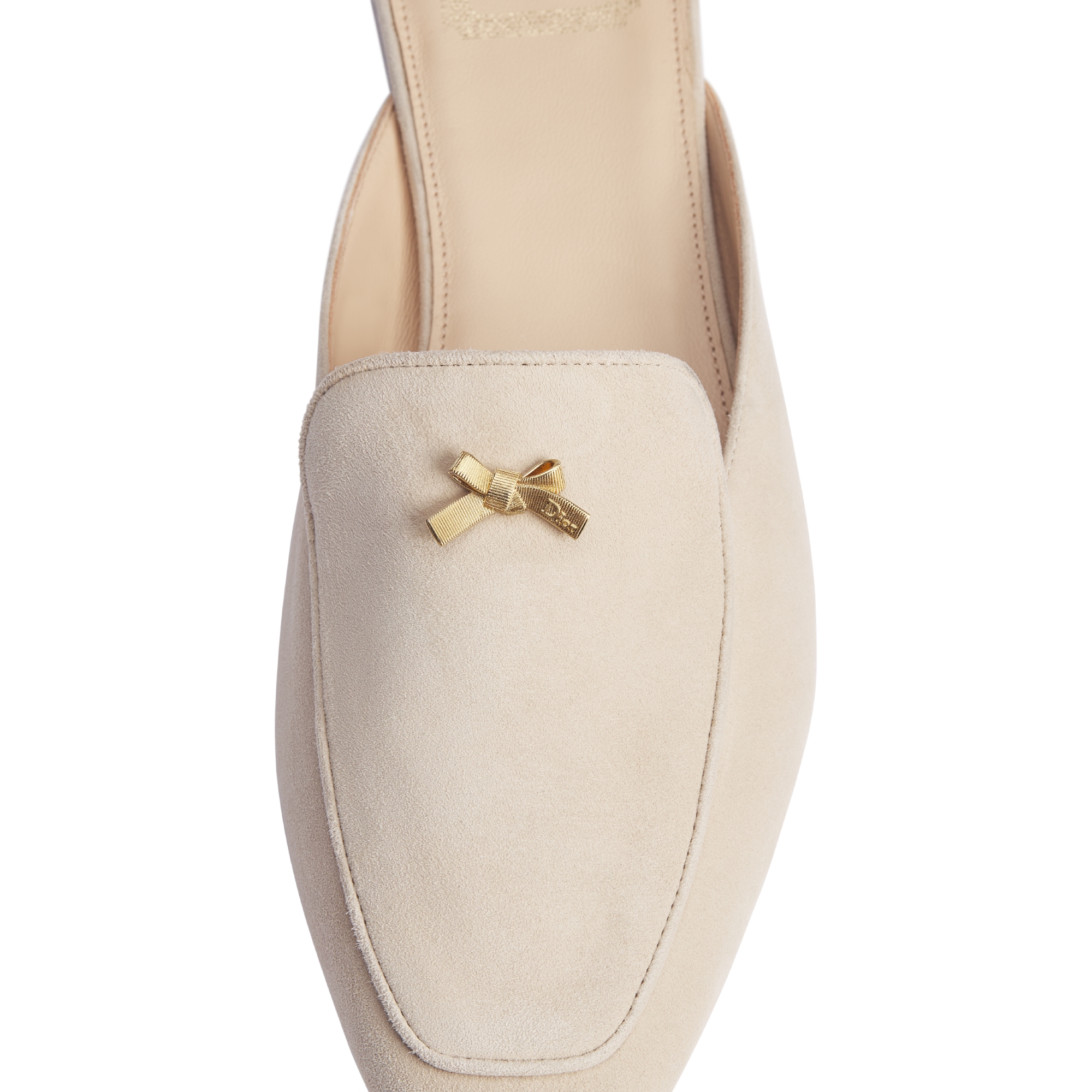 Dior Or Baby Bow Mule Rope Beige Suede Goatskin E09