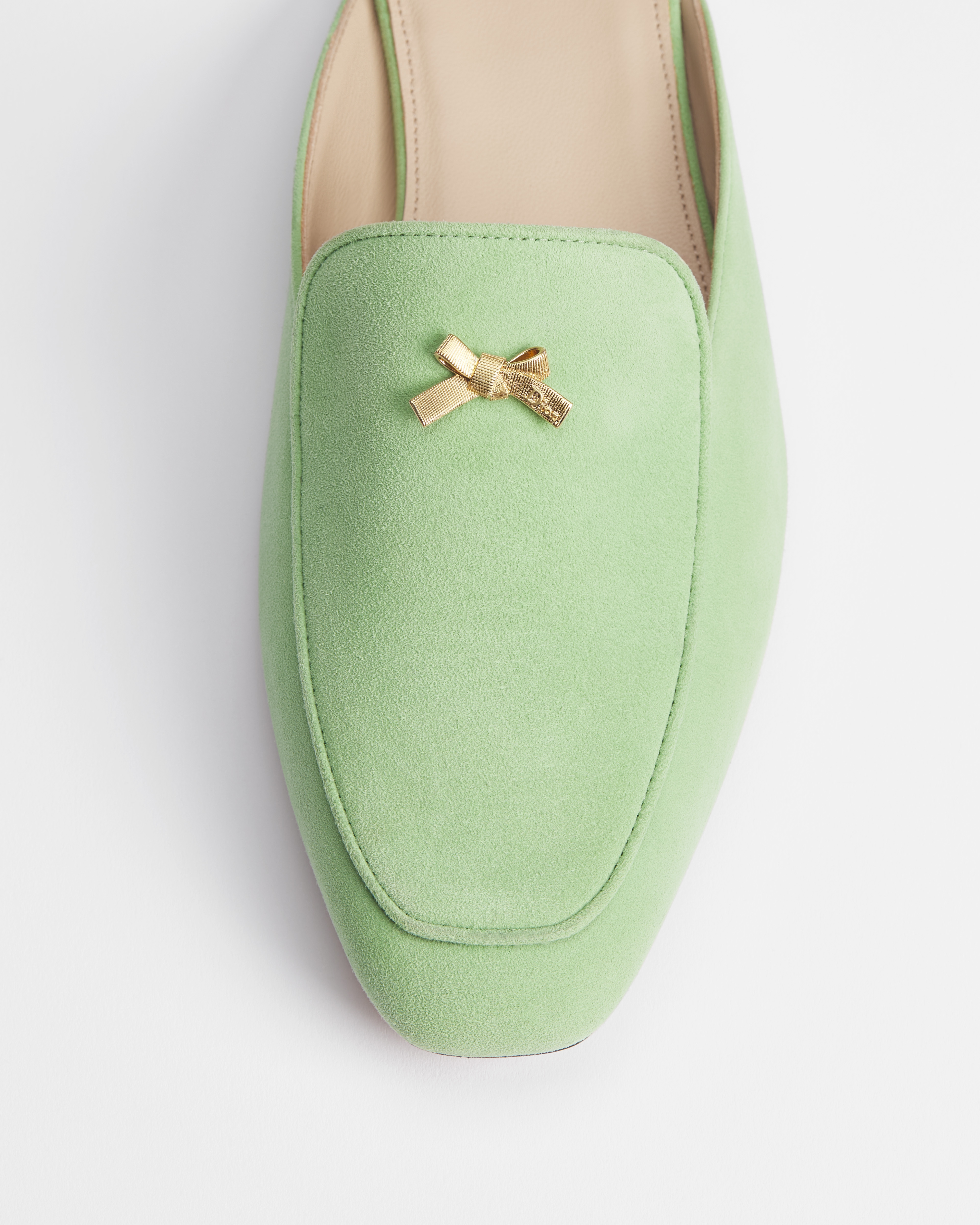 Mule Baby Bow Chèvre velours Pistachio E12