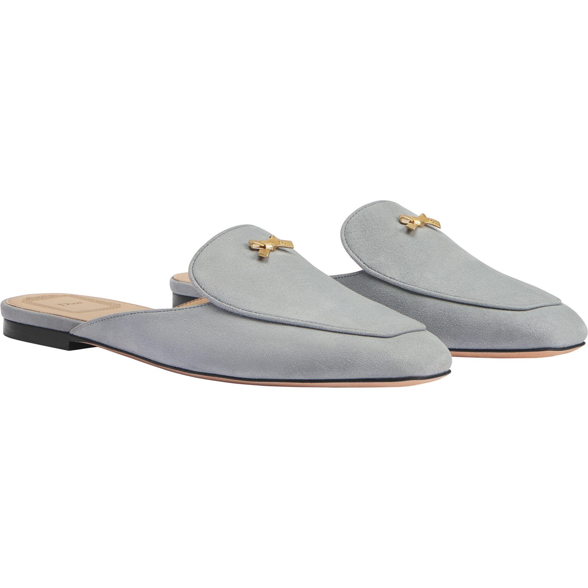 Baby Bow Mule Sky Blue Suede Goatskin E03