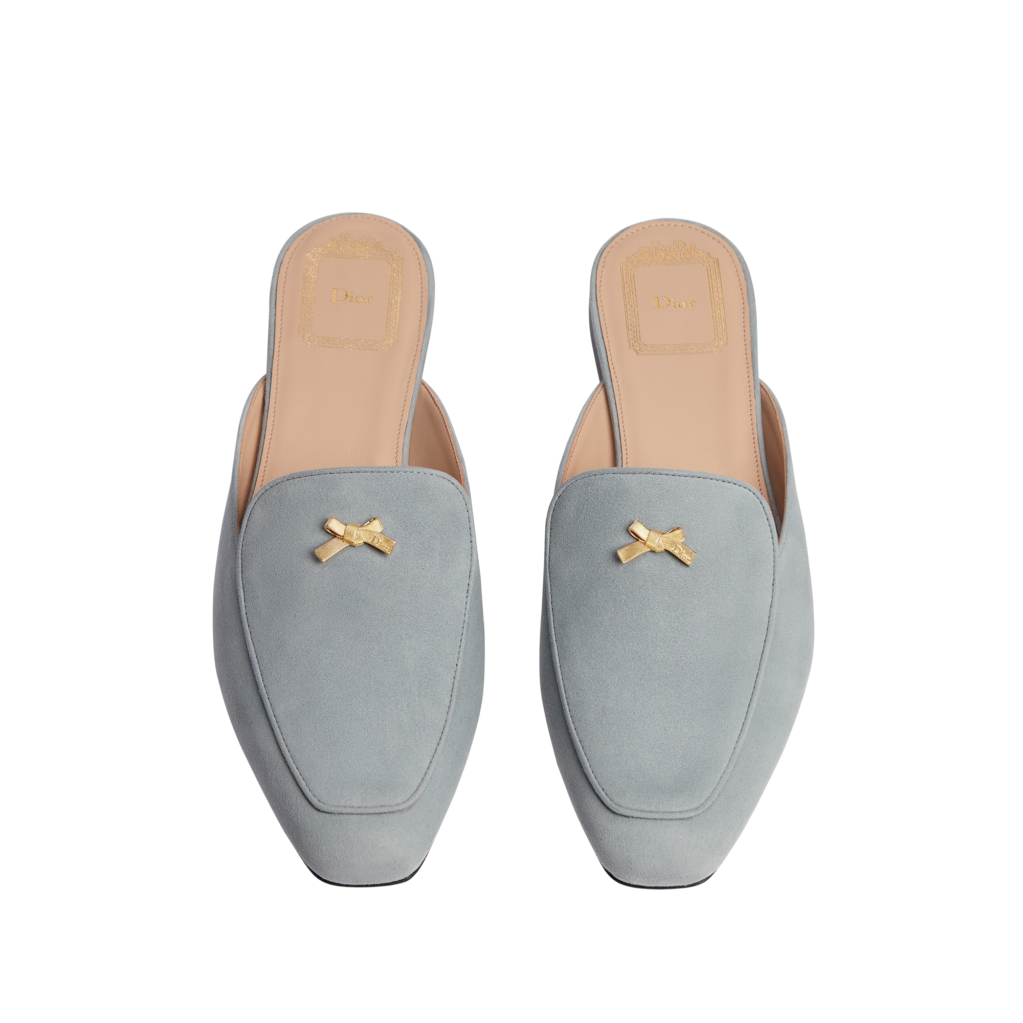 Baby Bow Mule Sky Blue Suede Goatskin E06