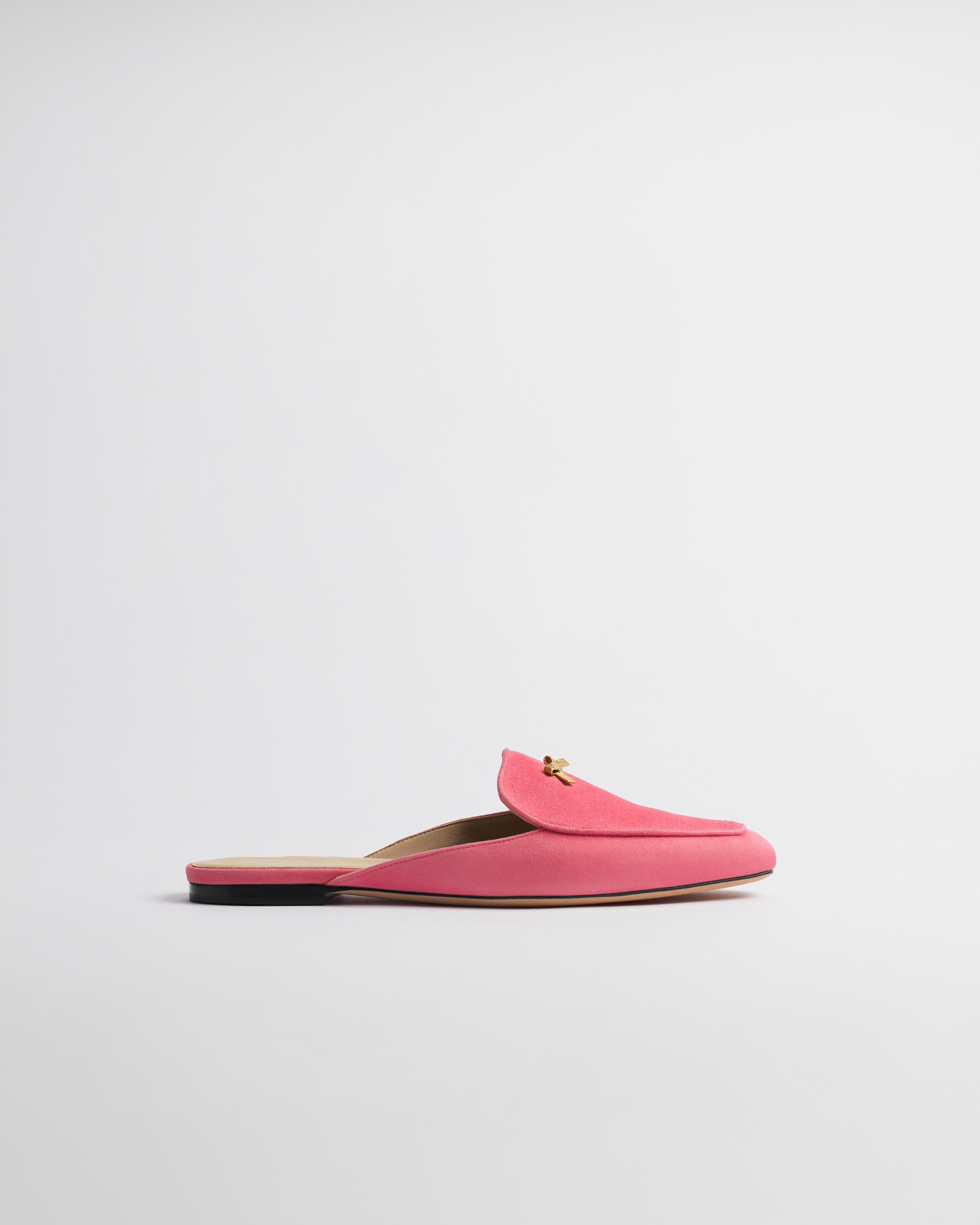 Baby Bow Mule Rose Peony Suede Goatskin E02