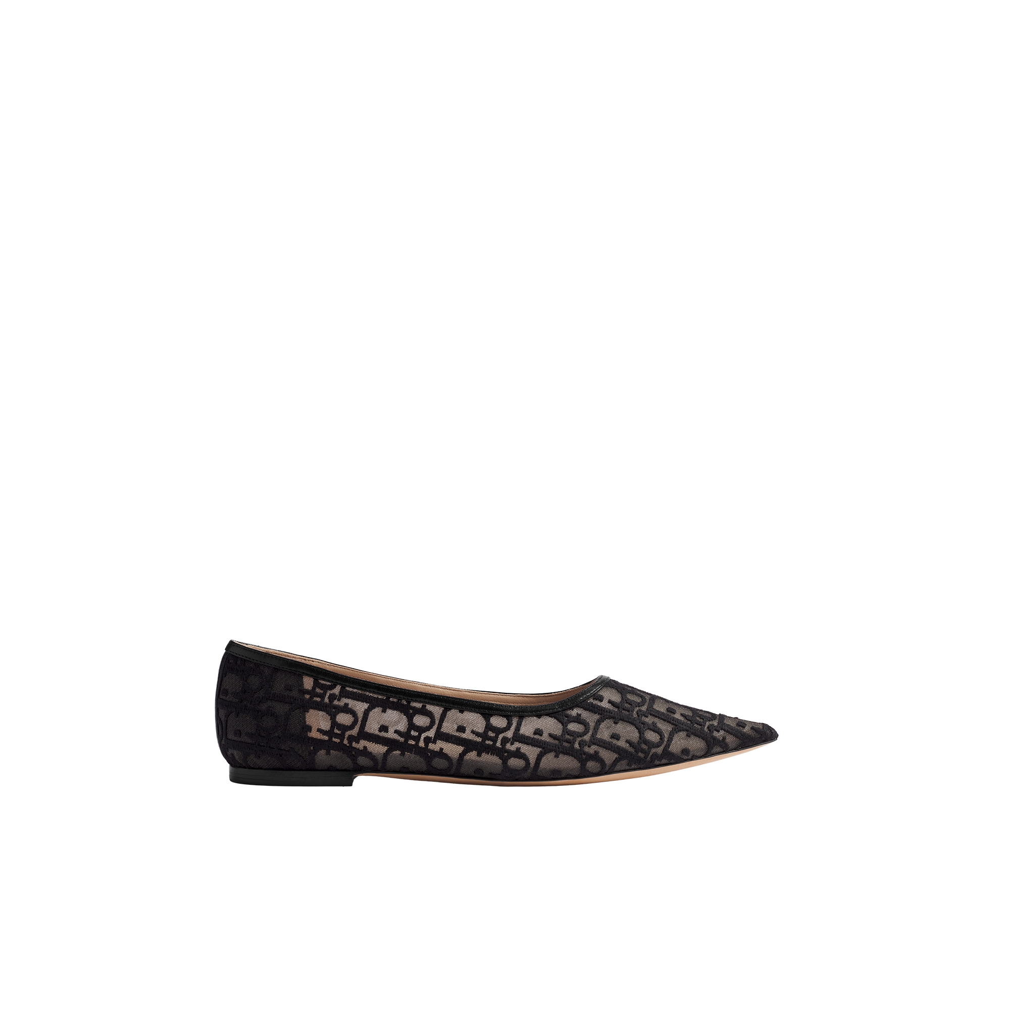 Adiorable Ballet Flat Transparent Mesh with Black Dior Oblique Motif E02