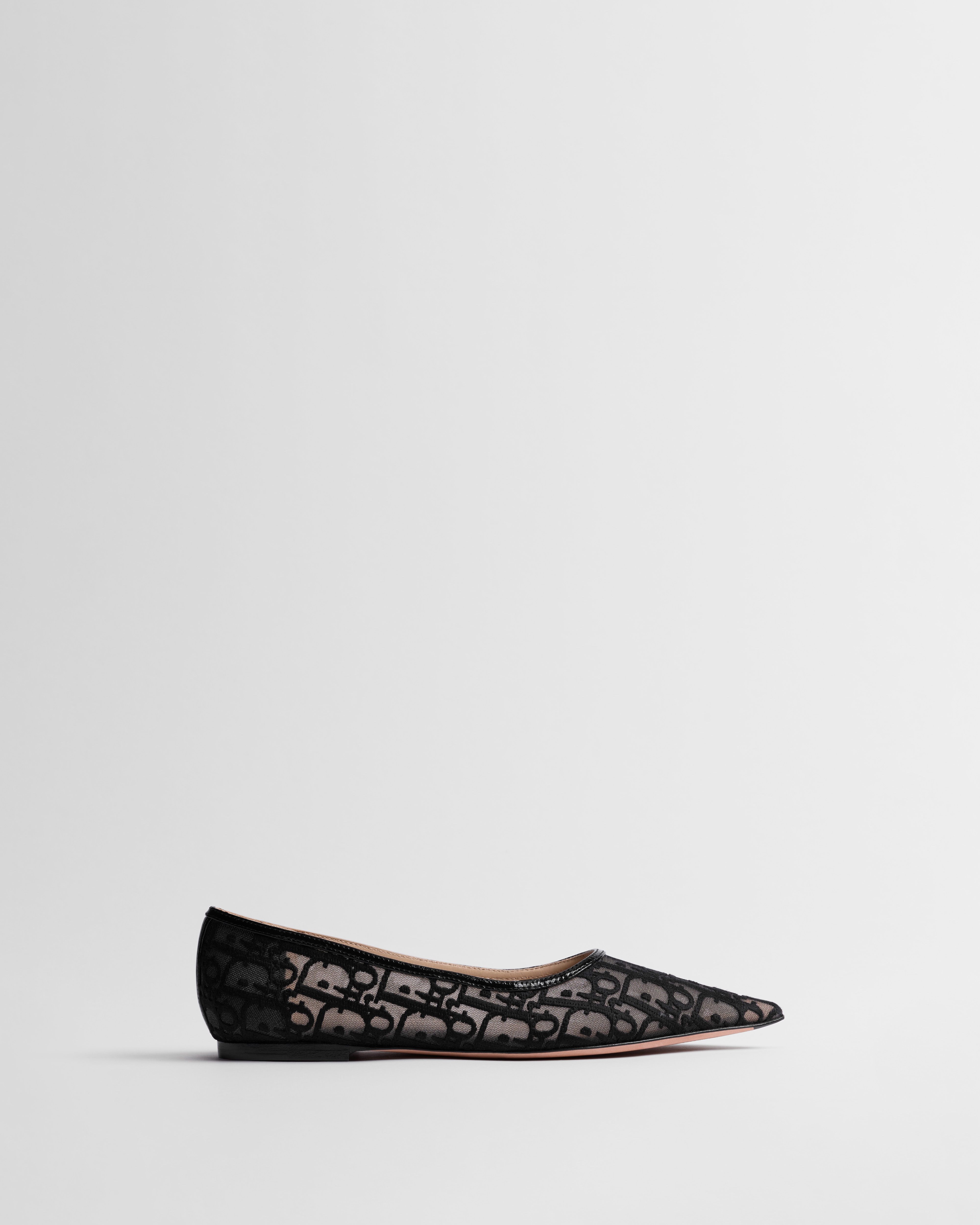 Adiorable Ballet Flat Transparent Mesh with Black Dior Oblique Motif E02