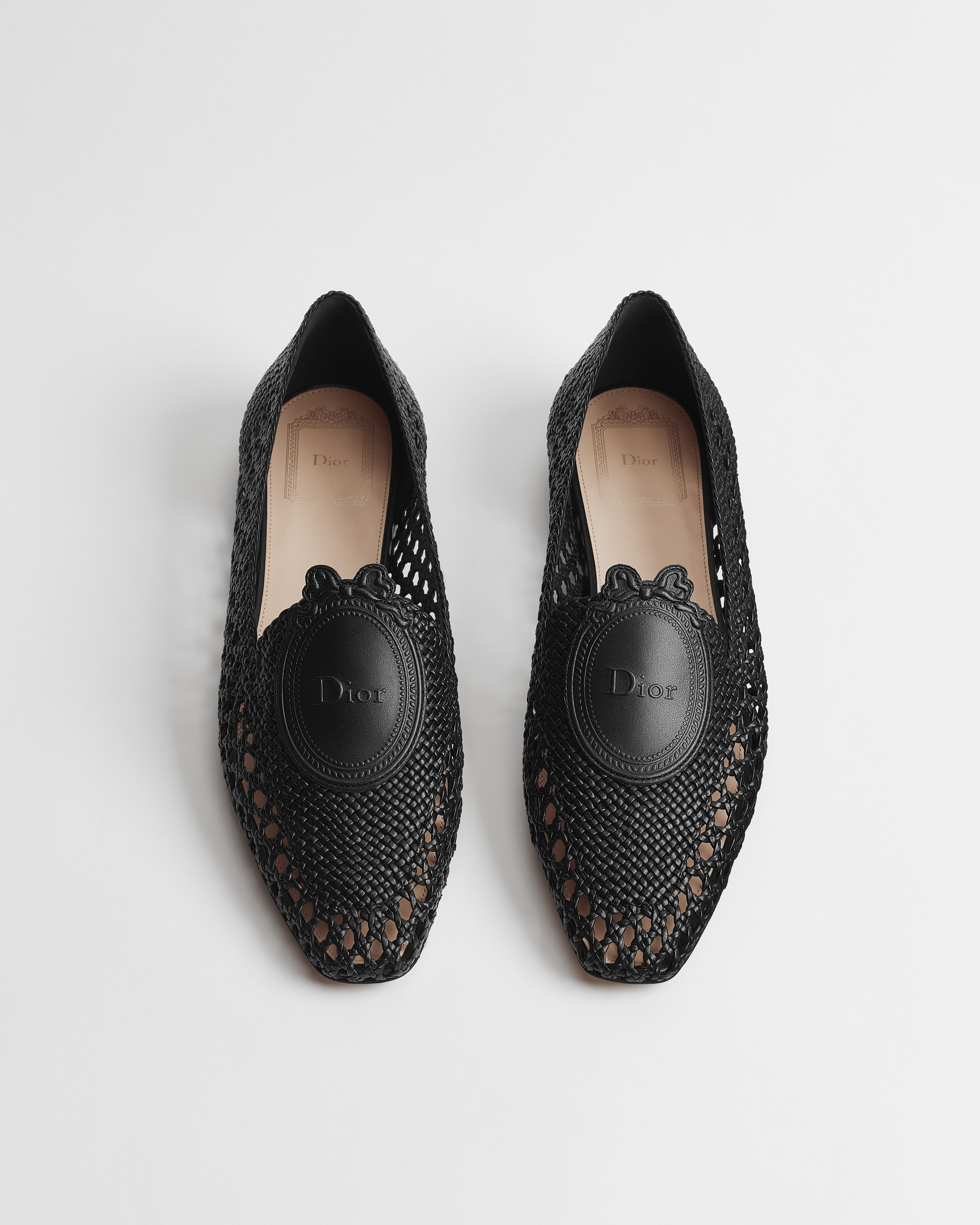 Dior Médaillon Loafer Lammleder in gewebter Optik in Schwarz E06