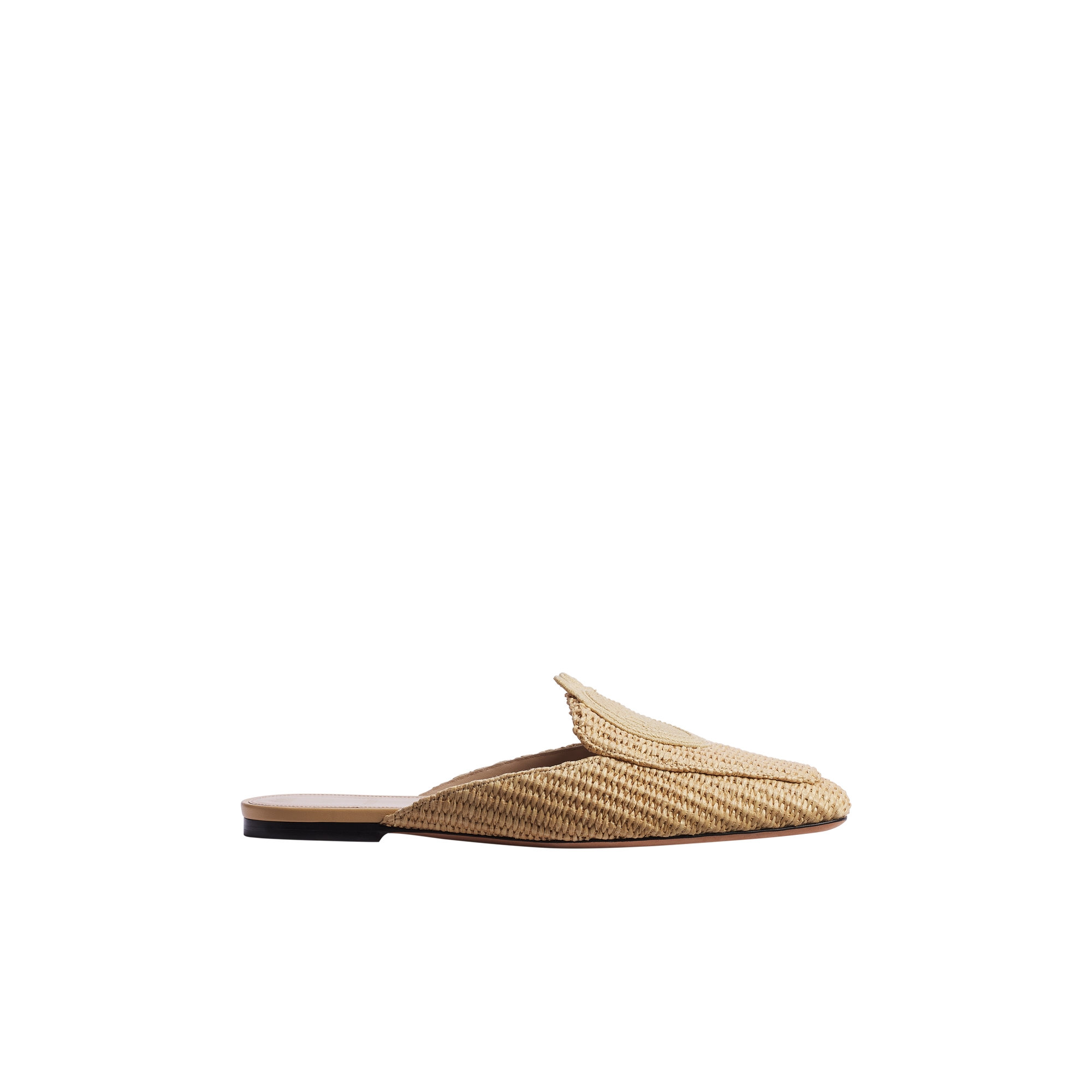 Dior Médaillon Mule Natural Raffia and Embroidered Cotton E02
