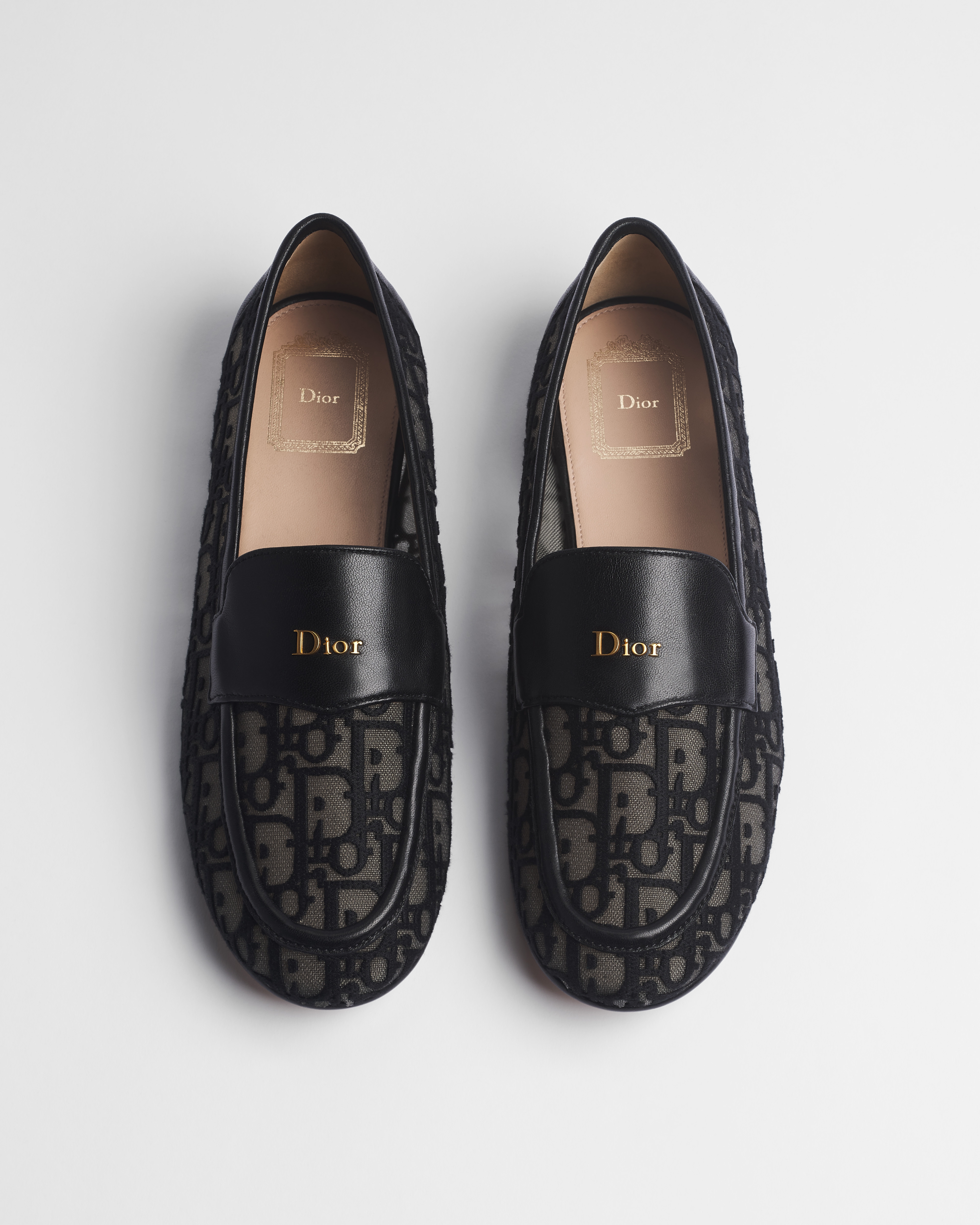 Dior Cadence-loafer Zwarte mesh geborduurd met Dior Oblique-motief E06