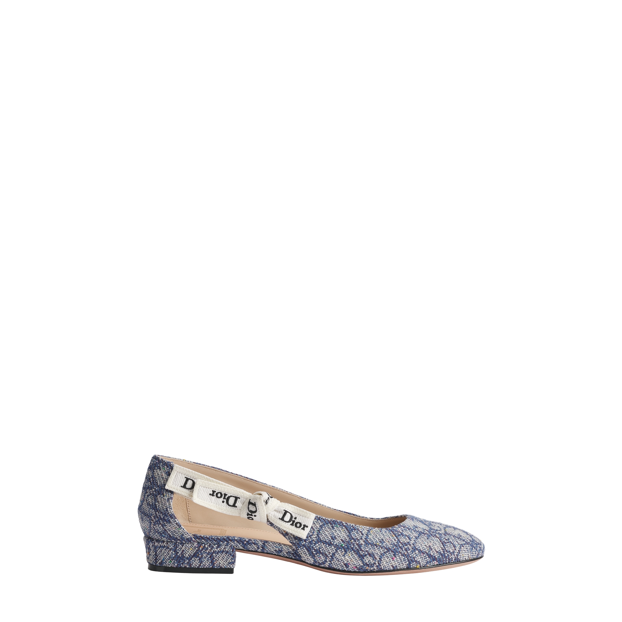 J'Adior Ballet Flat Blue Dior Oblique Tabru Jacquard Embroidered with Metallic Thread E02