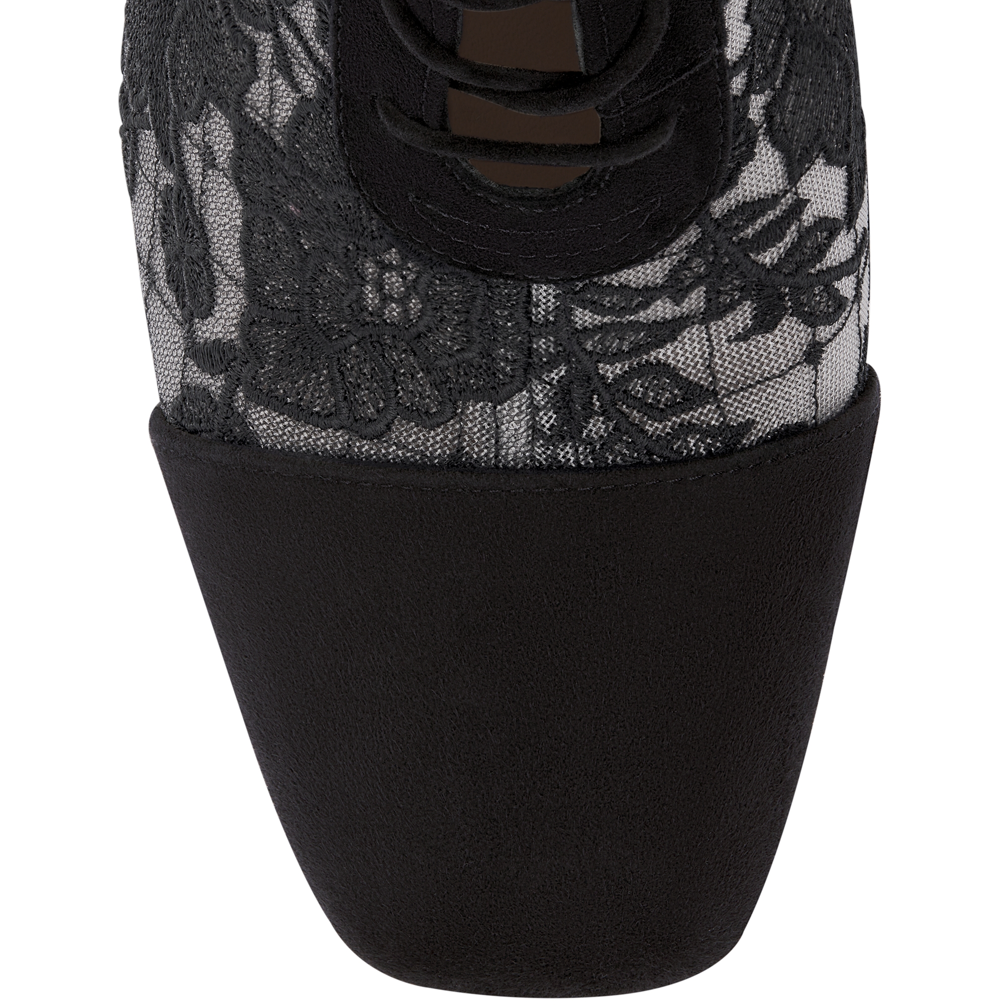 Naughtily-D Heeled Ankle Boot Transparent Mesh with Black Dior Roses Embroidery and Suede Goatskin E09