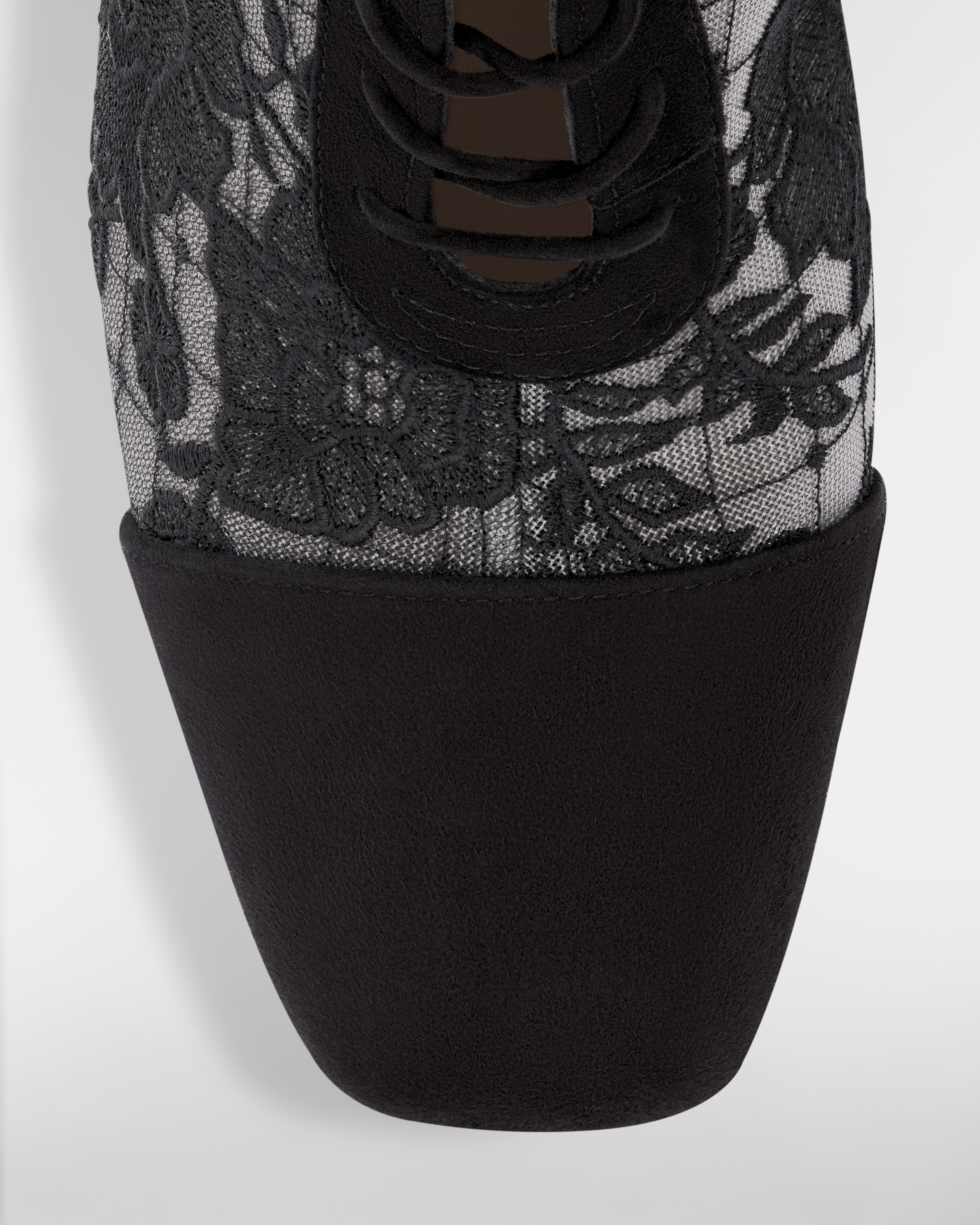 Naughtily-D Heeled Ankle Boot Transparent Mesh with Black Dior Roses Embroidery and Suede Goatskin E09