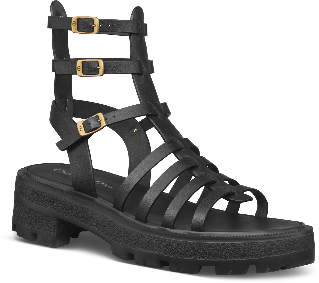 Dior Bay Platform Sandal Black Calfskin | DIOR