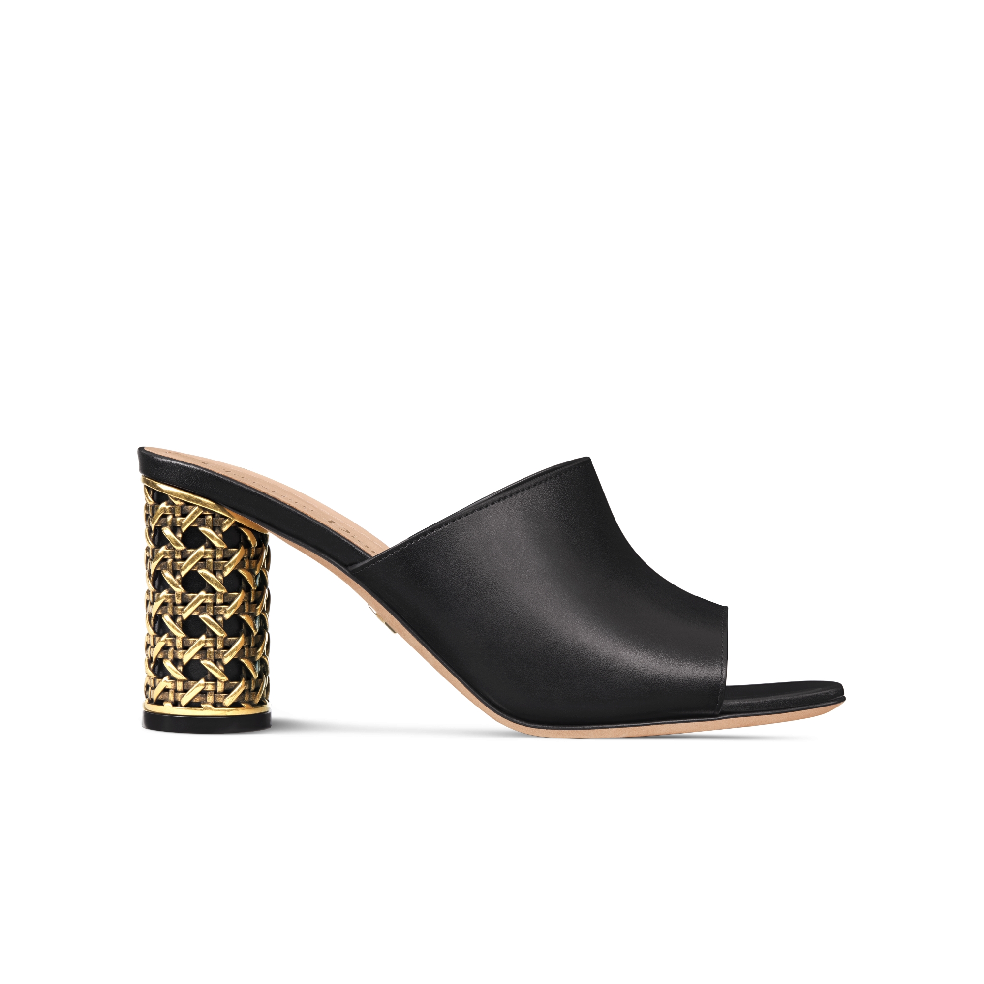 Dior Icon 뮬 힐 블랙 송아지 가죽 E02