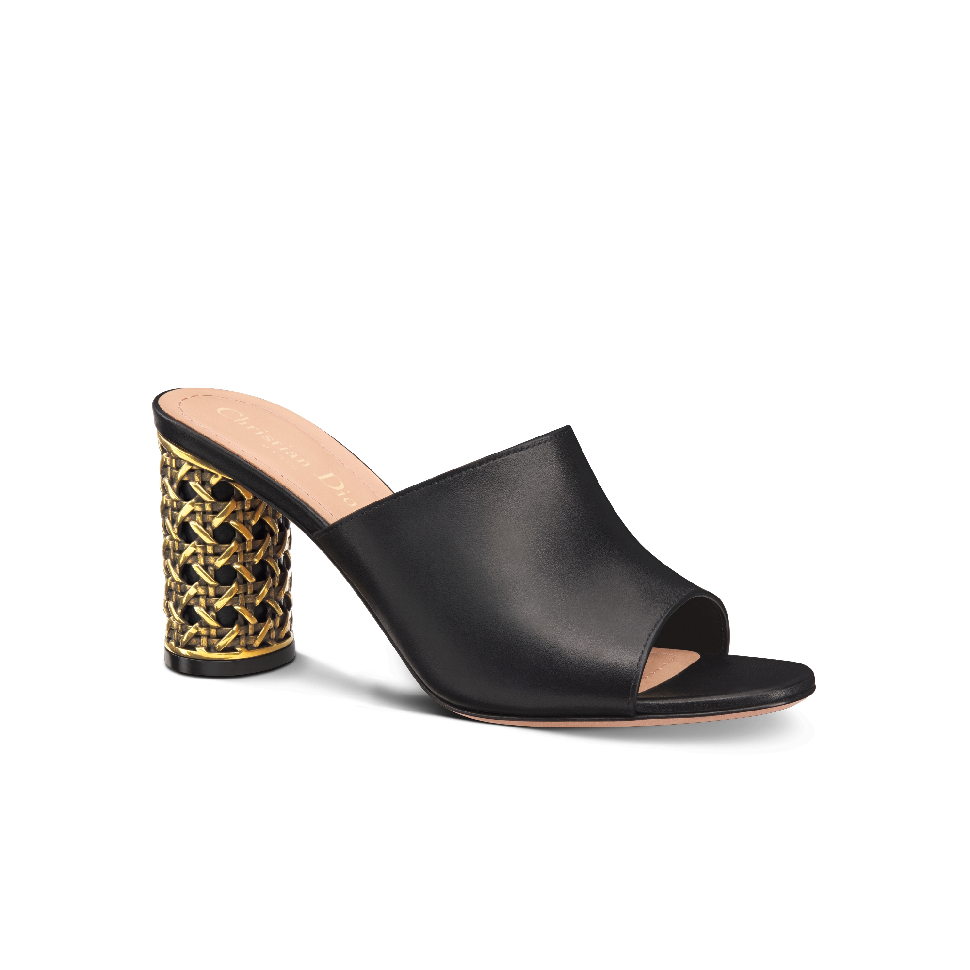 Dior Icon 뮬 힐 블랙 송아지 가죽 E03