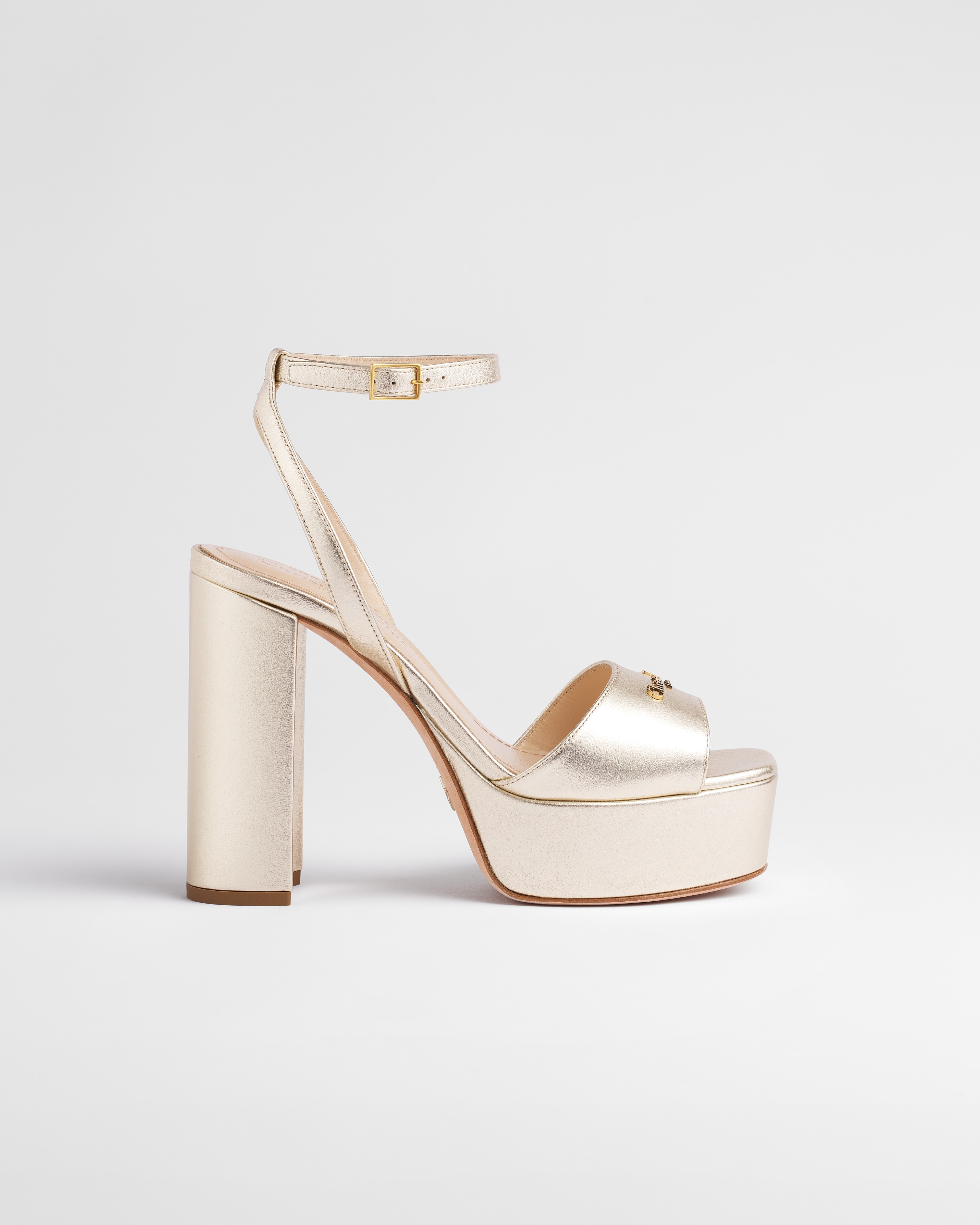 Dior Or D-Lane Platform Sandal Gold-Tone Laminated Lambskin E02