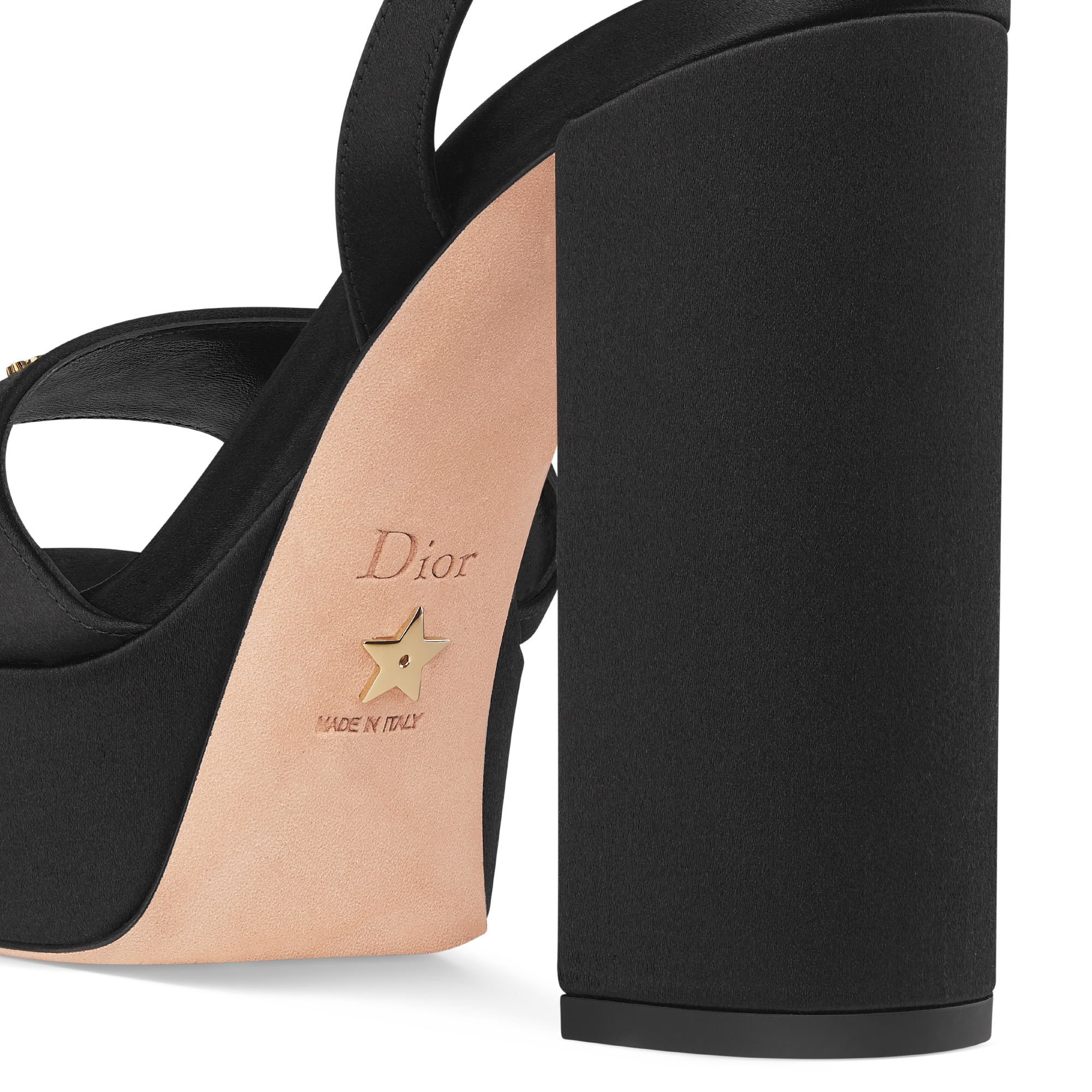 D-Lane Platform Sandal Black Satin E09