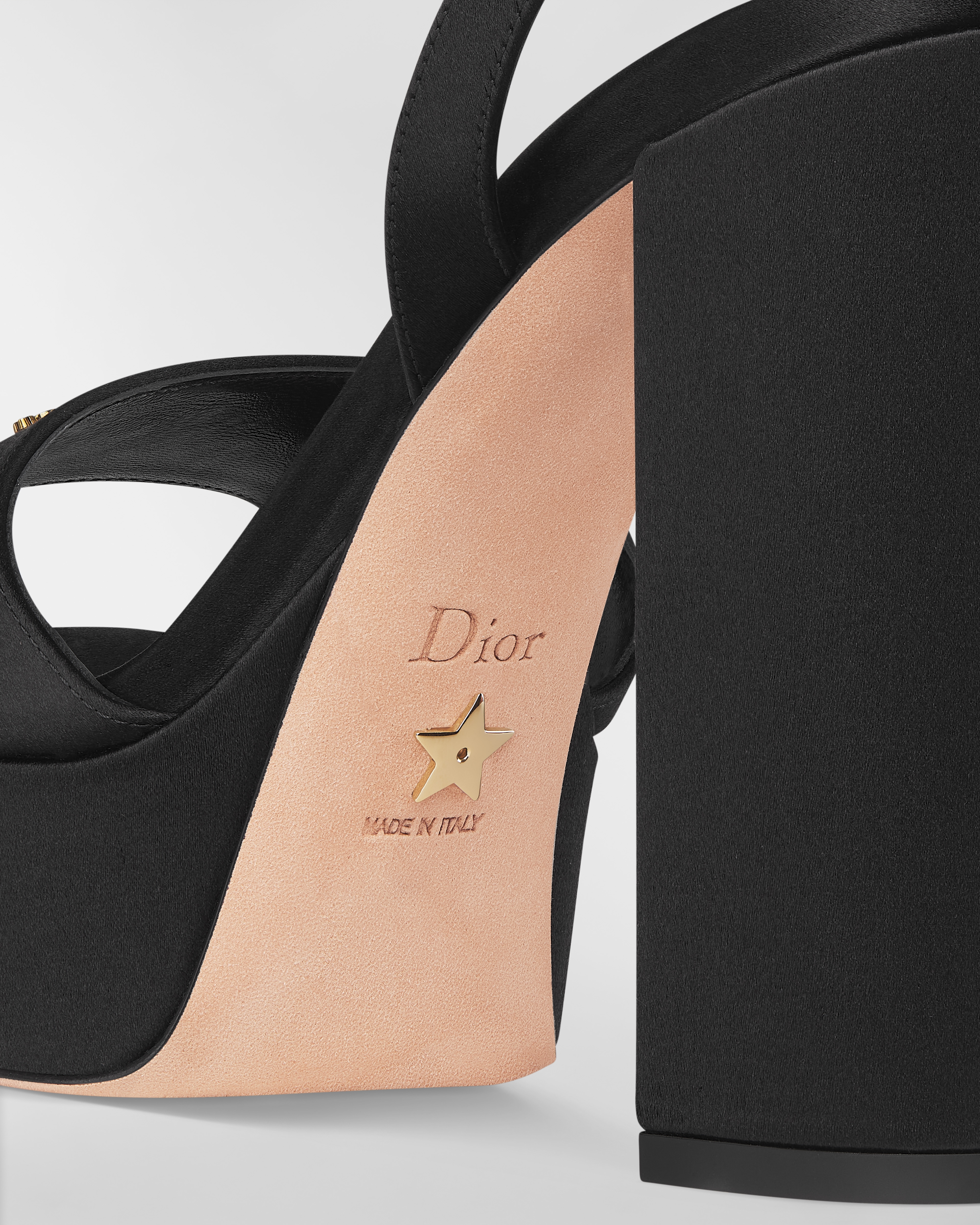 D-Lane Platform Sandal Black Satin E09