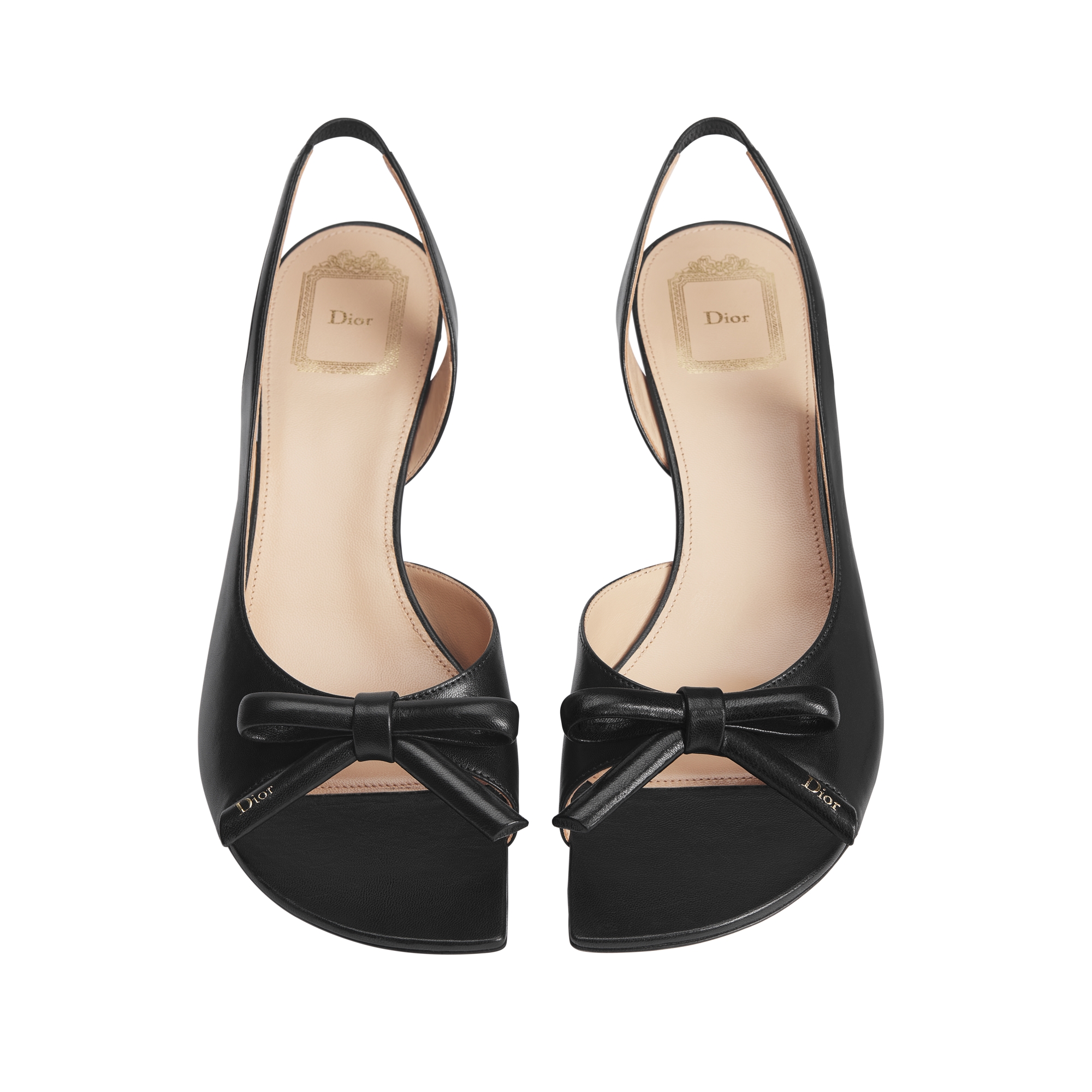 Dior Bow Heeled Slingback Sandal Black Lambskin E06