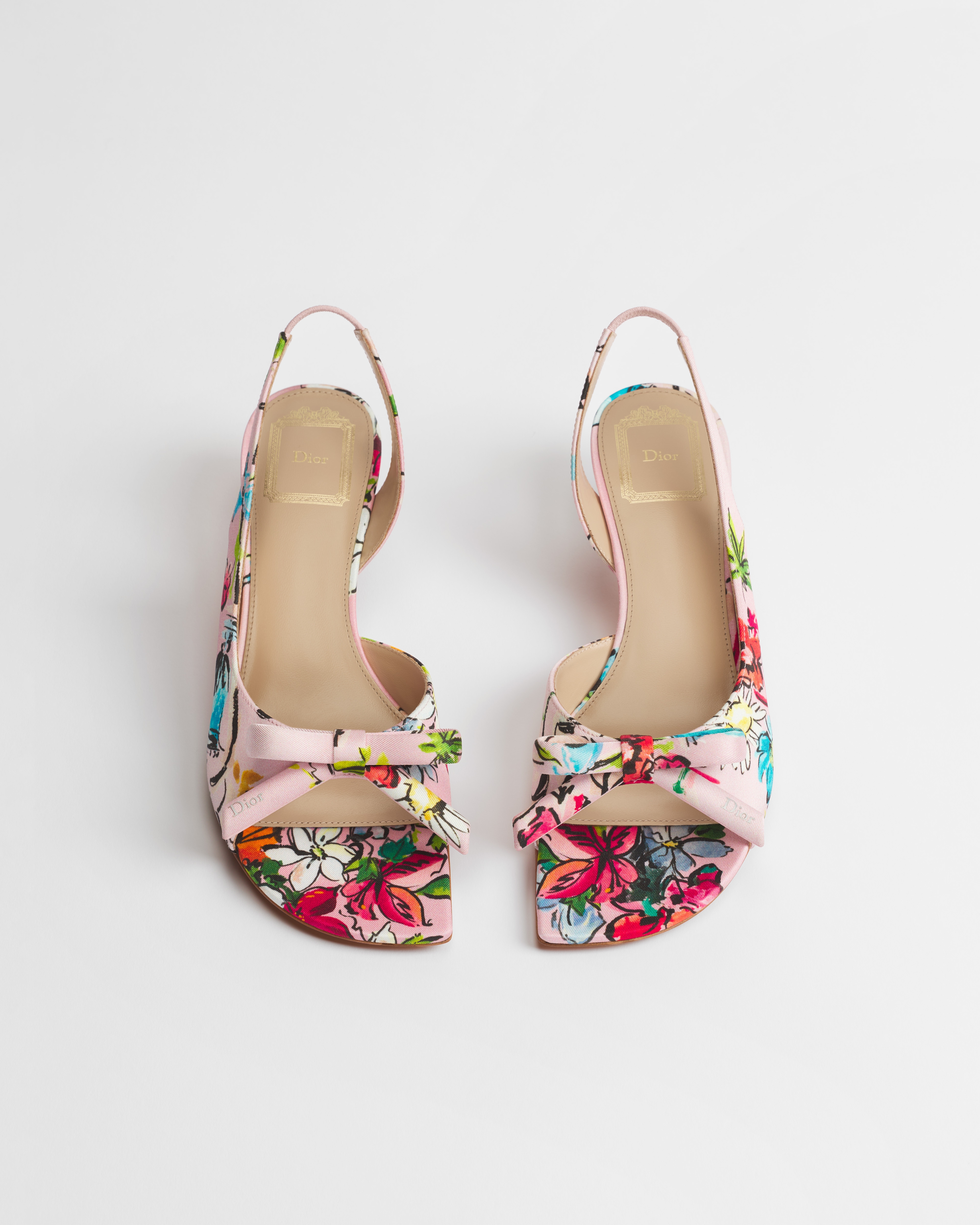 Dioriviera Dior Bow Heeled Slingback Sandal Rose Tendre Technical