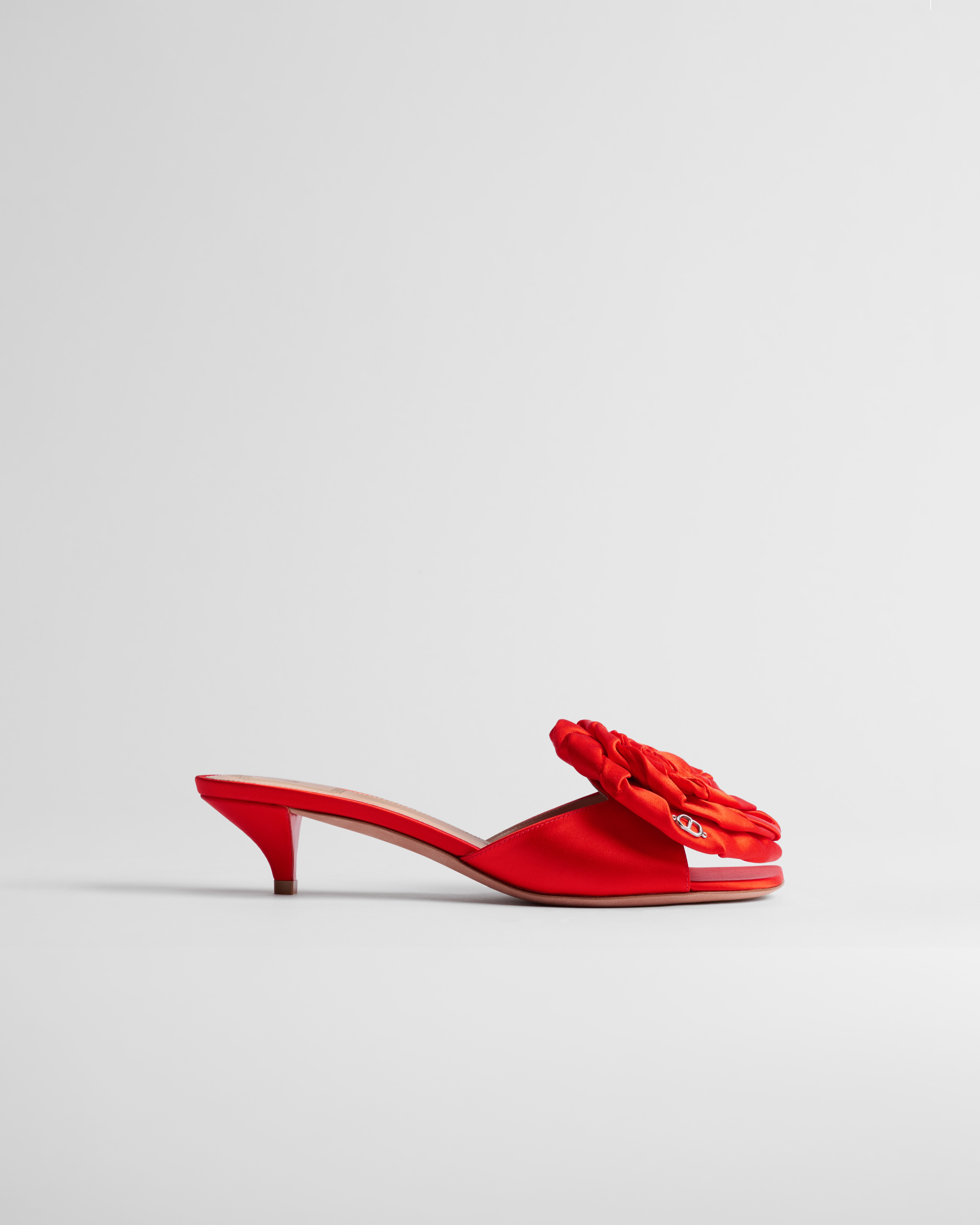 Dior Aurore Heeled Sandal Rouge Corail Satin | DIOR