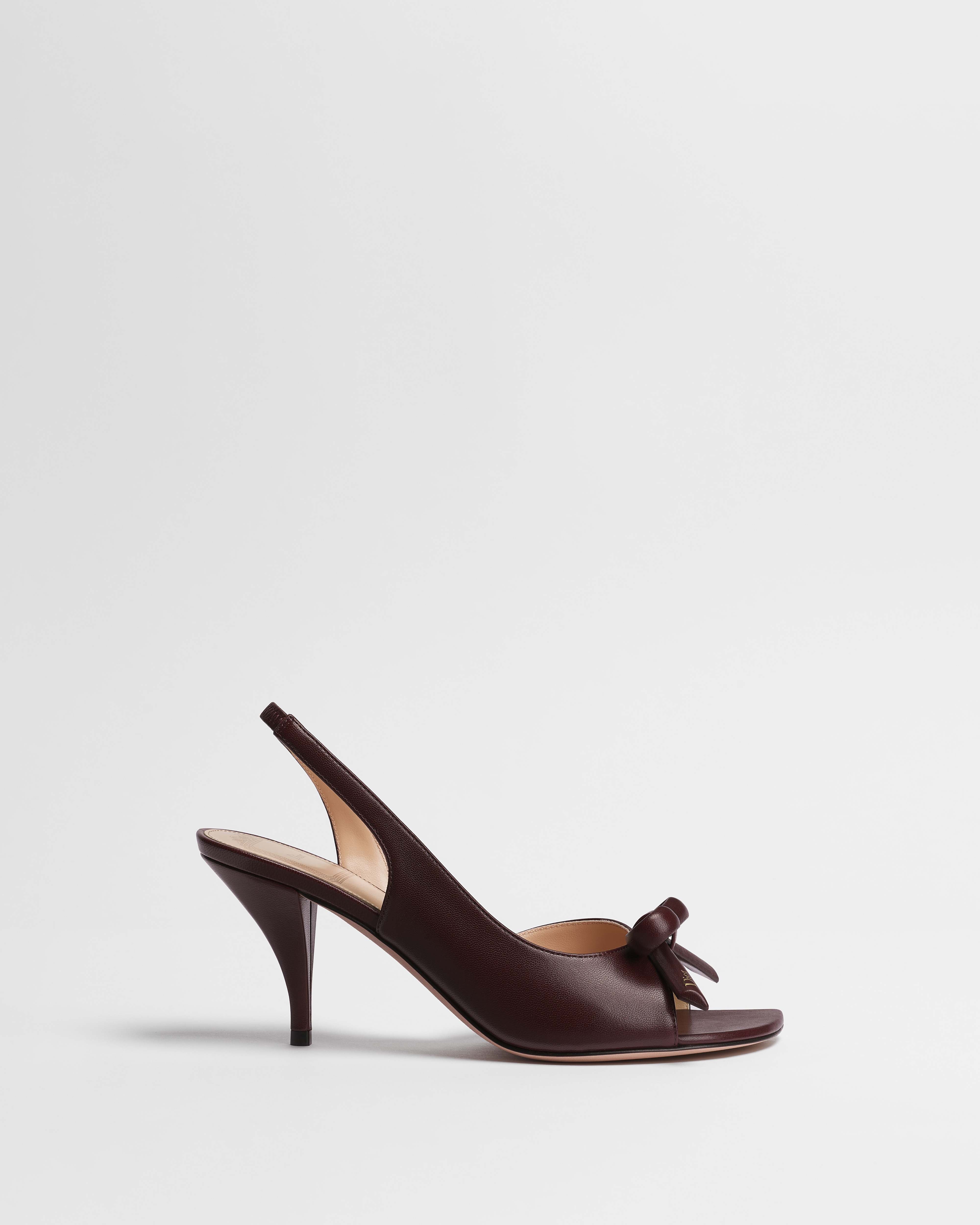 Dior Bow Heeled Slingback Sandal Burgundy Lambskin E02