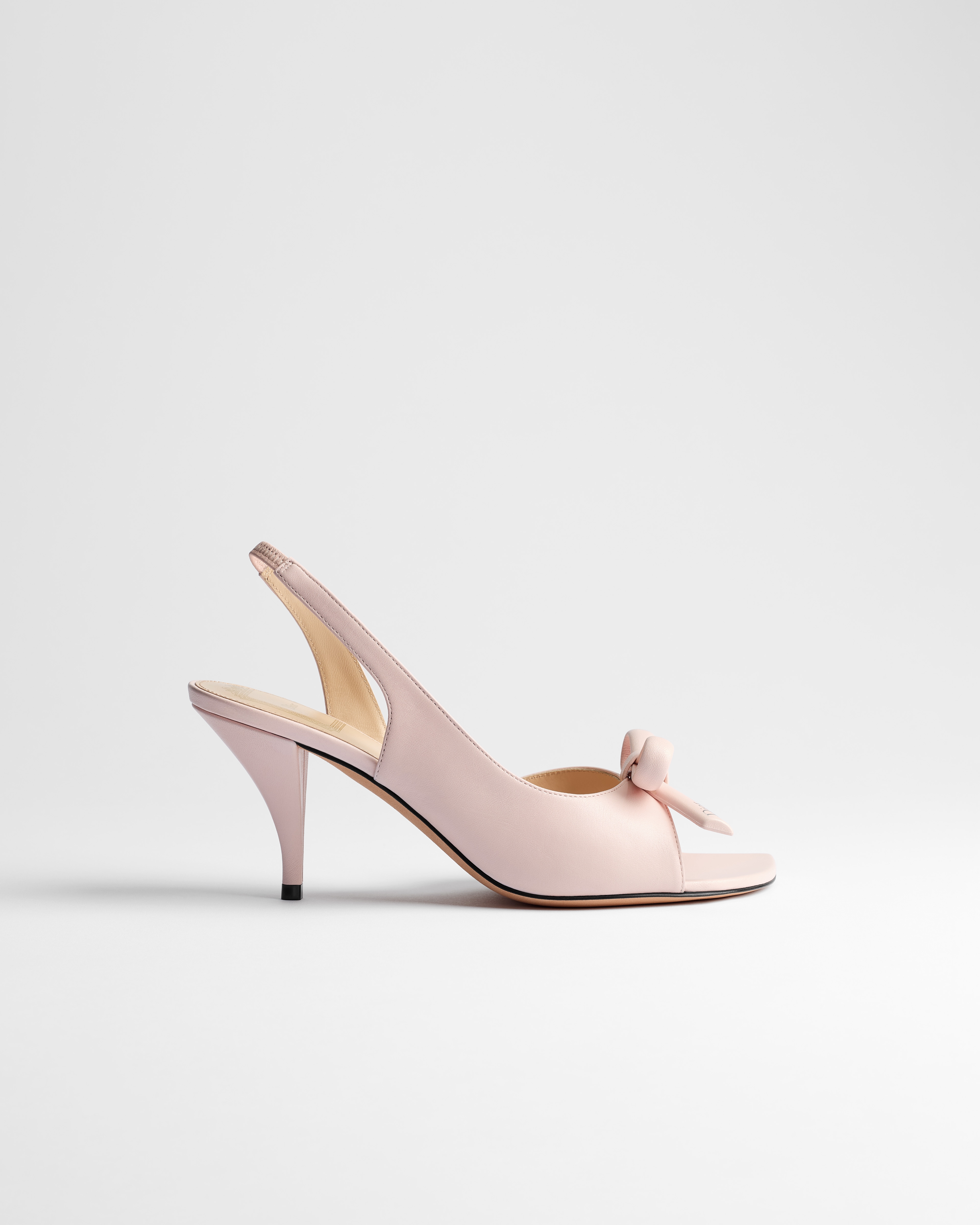 Dior Bow Heeled Slingback Sandal Rose Soupir Lambskin E02