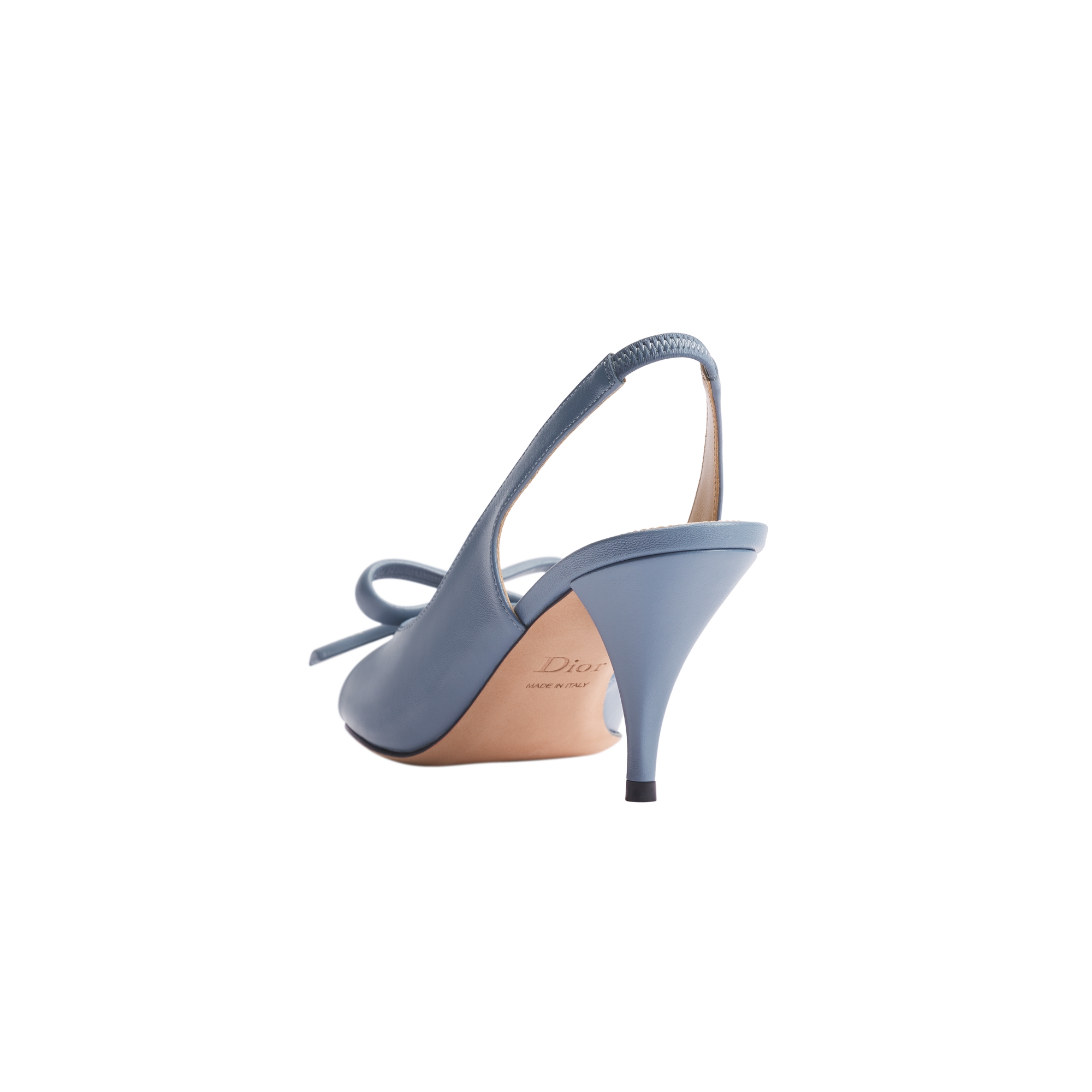 Dior Bow Heeled Slingback Sandal Denim Blue Lambskin E05